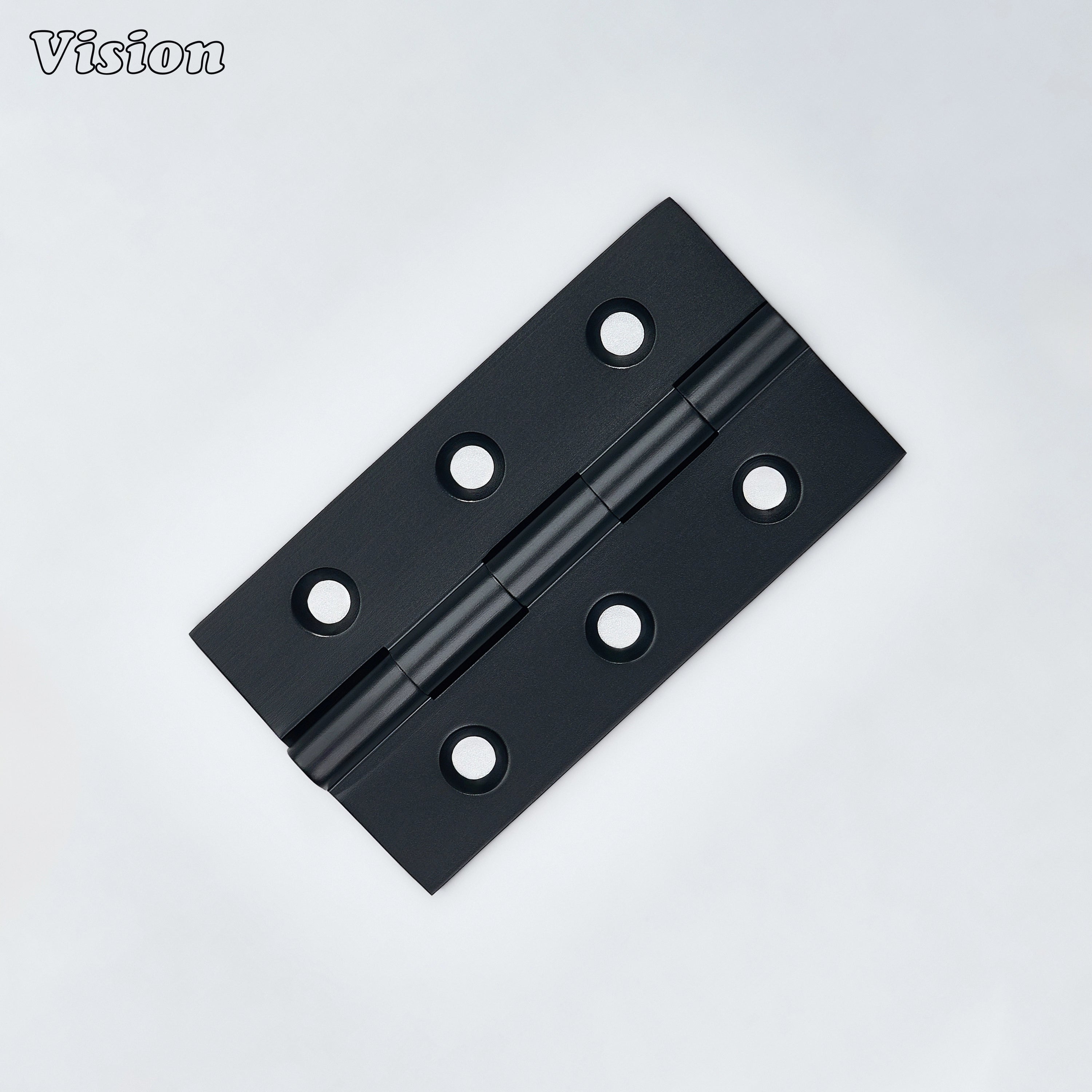 Medium black brass cabinet hinge with rectangular leaves for wardrobes