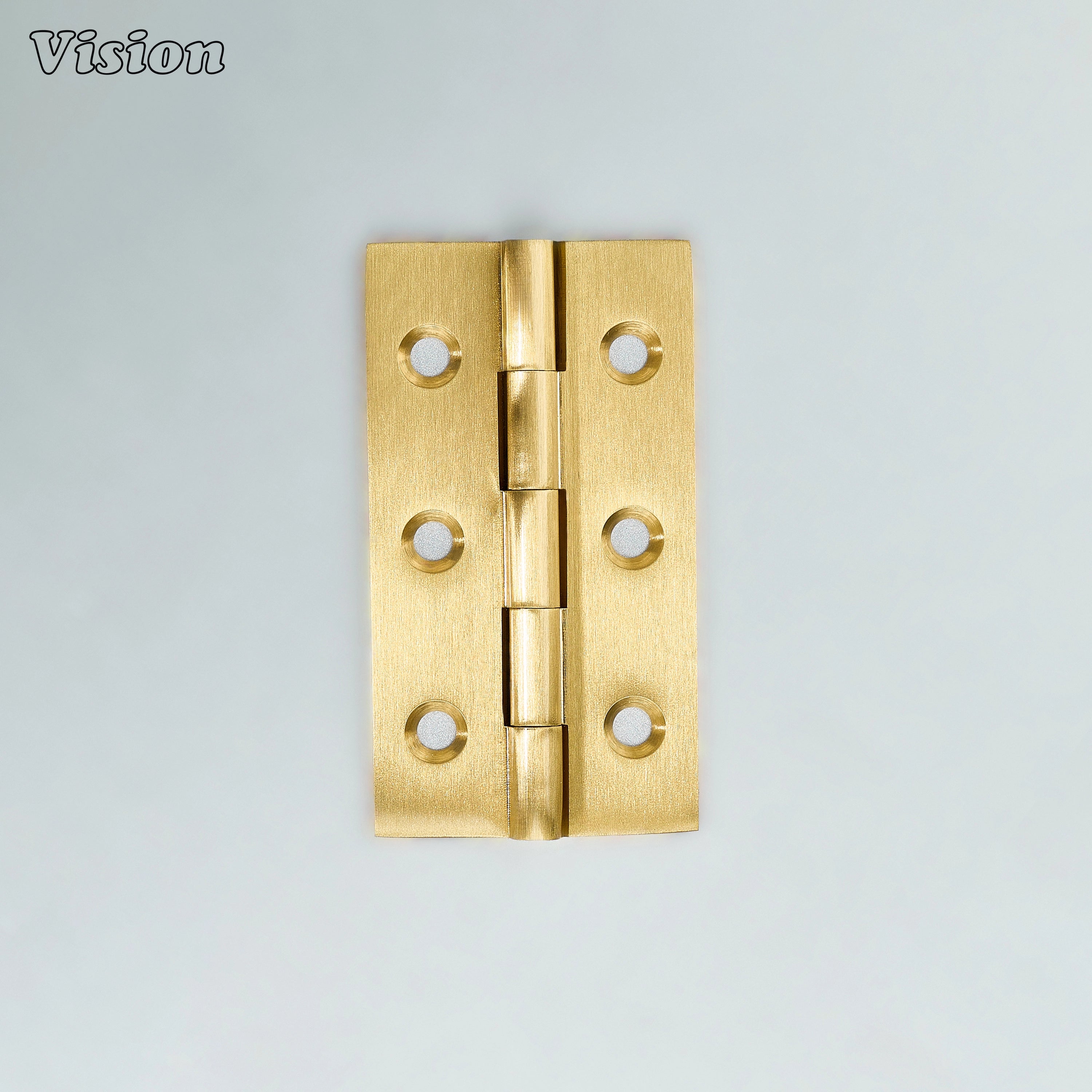 Medium brass cabinet hinge in gold finish with smooth knuckle pin for wardrobe doors