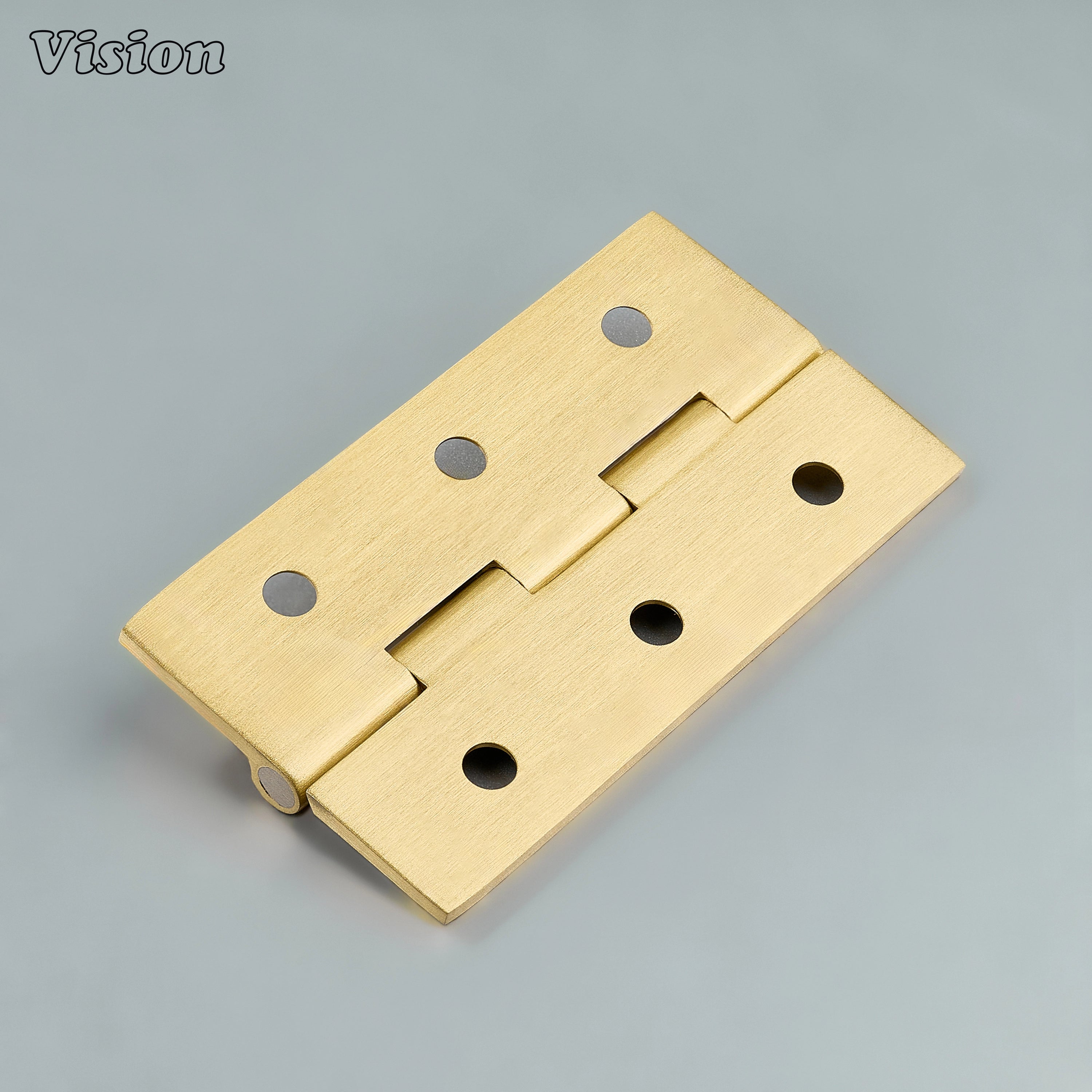 Medium plain brass cabinet hinge in gold finish for wooden cupboard installation