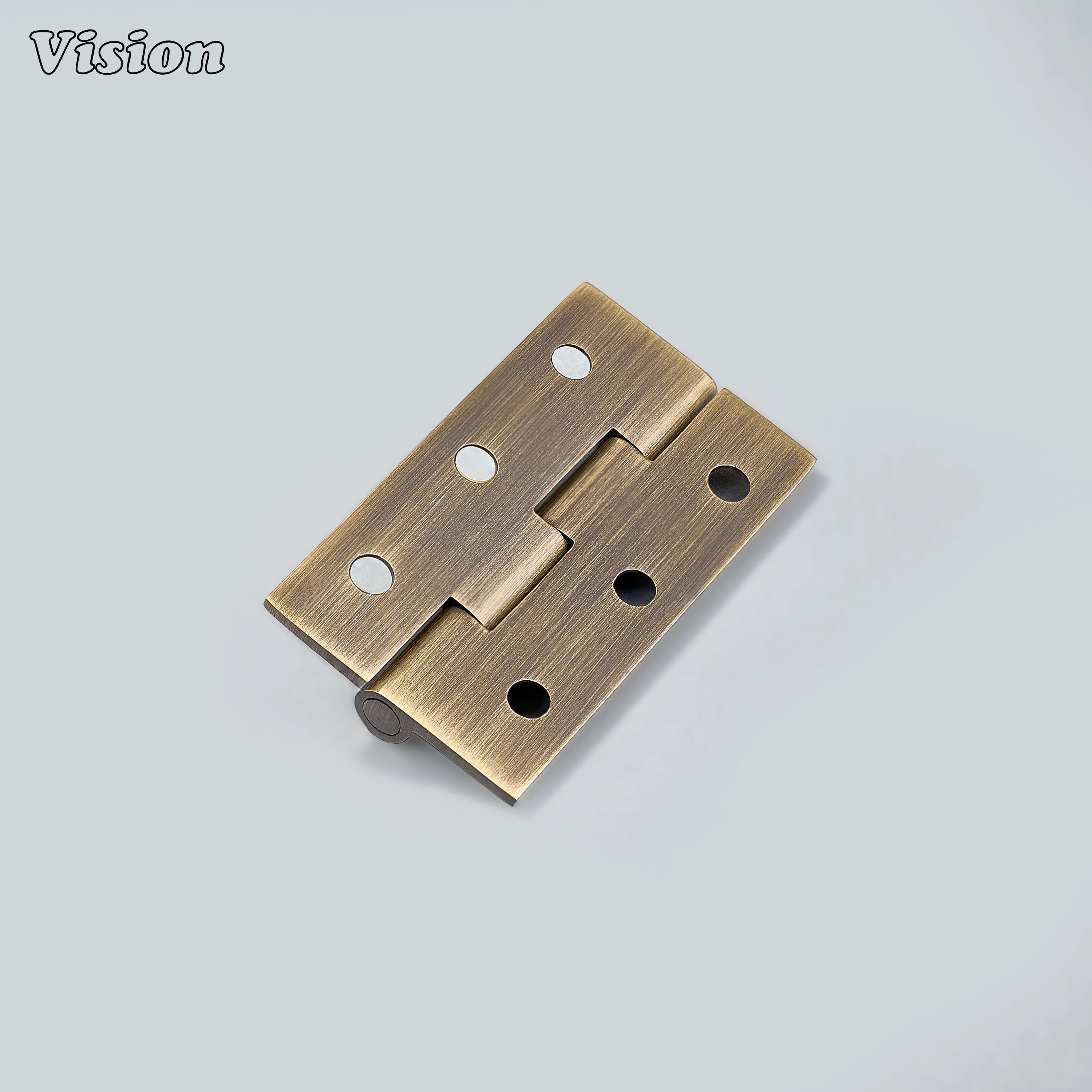 Compact antique bronze cabinet hinge with flat leaf design for cupboards