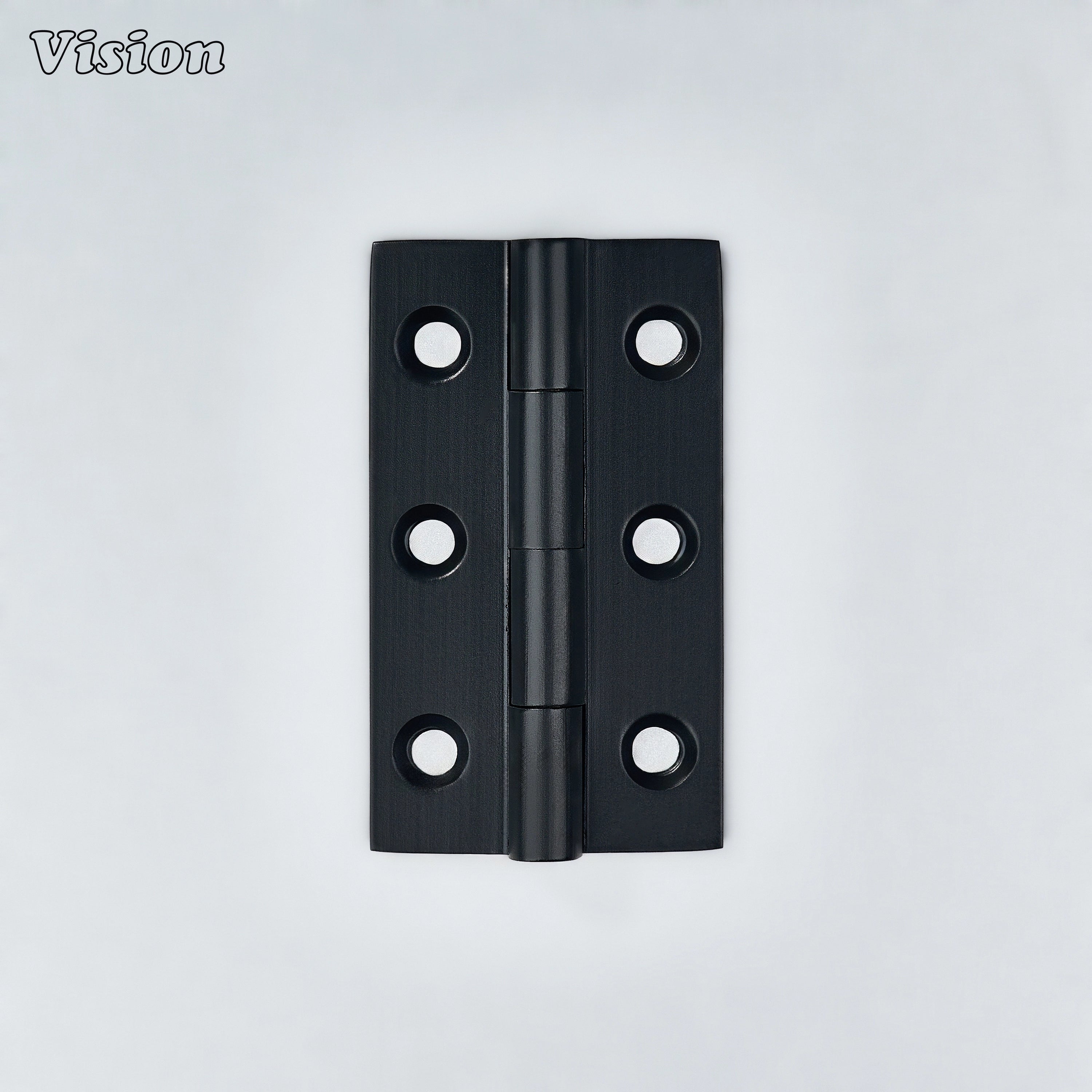 Rectangular black brass hinge for modern cabinet doors
