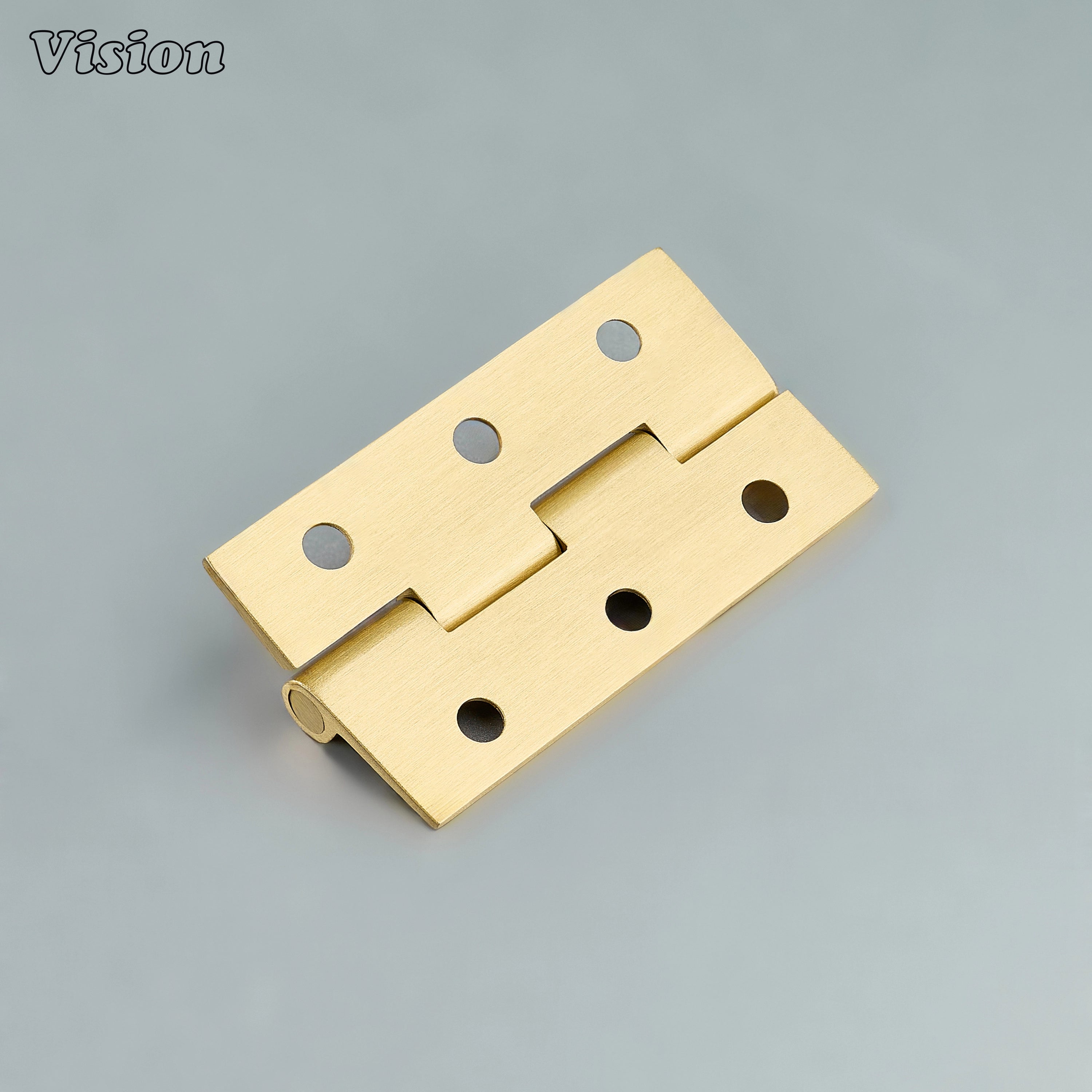Gold brass cabinet hinge featuring smooth knuckle pin design for wardrobe shutters