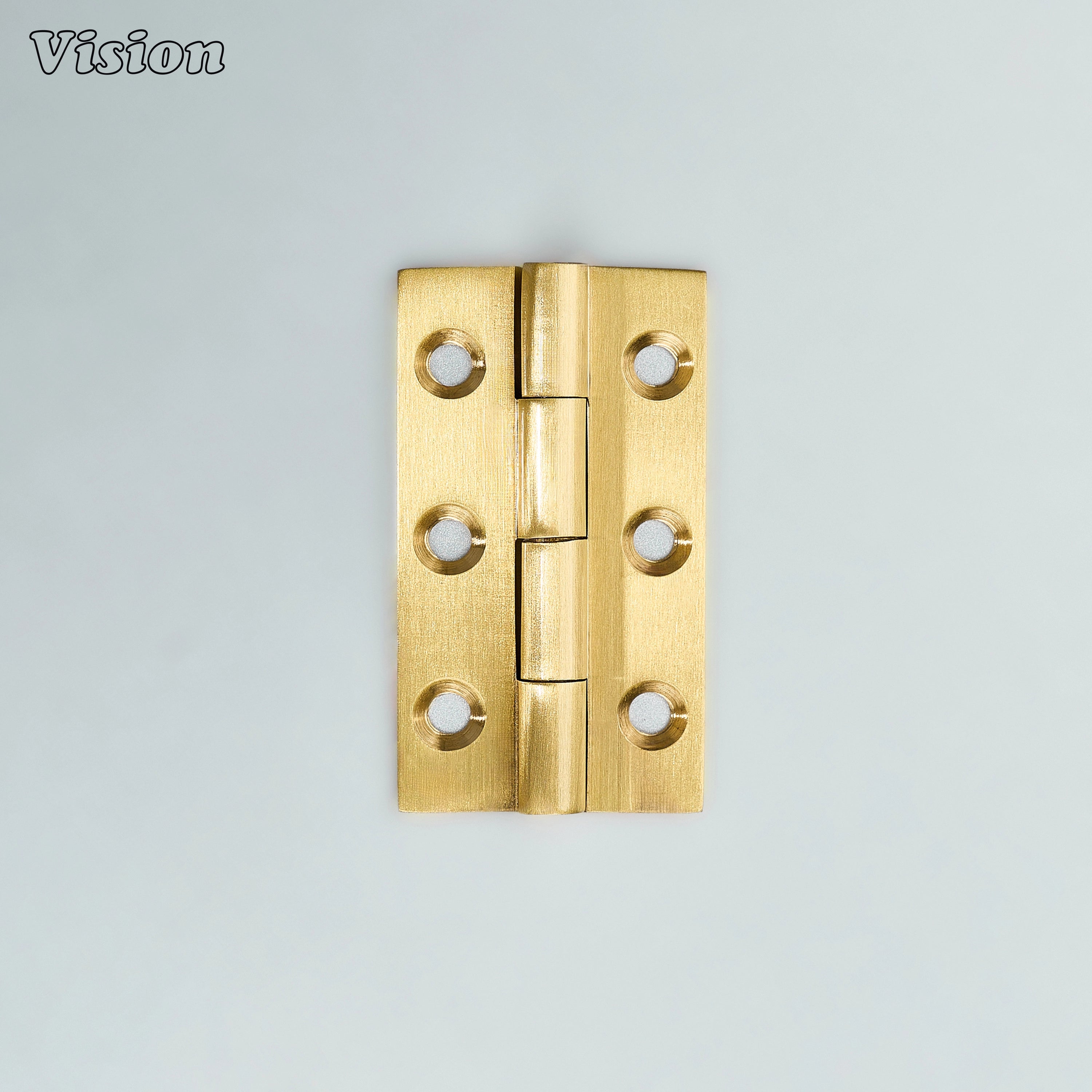 Premium brass cabinet hinge in gold finish designed for wooden cabinet doors