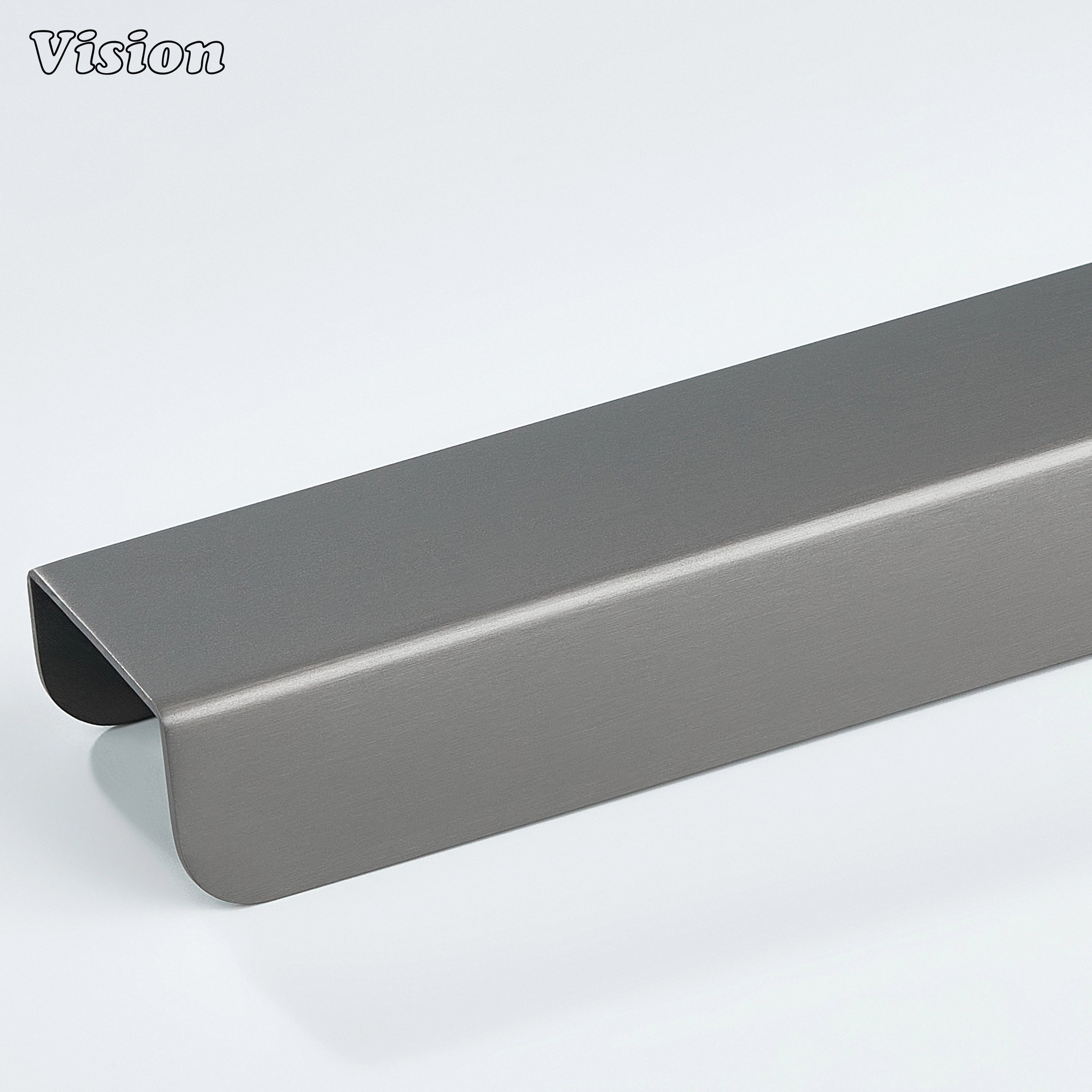 Gunmetal cabinet handle plain curve lip pull bar for modern kitchen cabinets