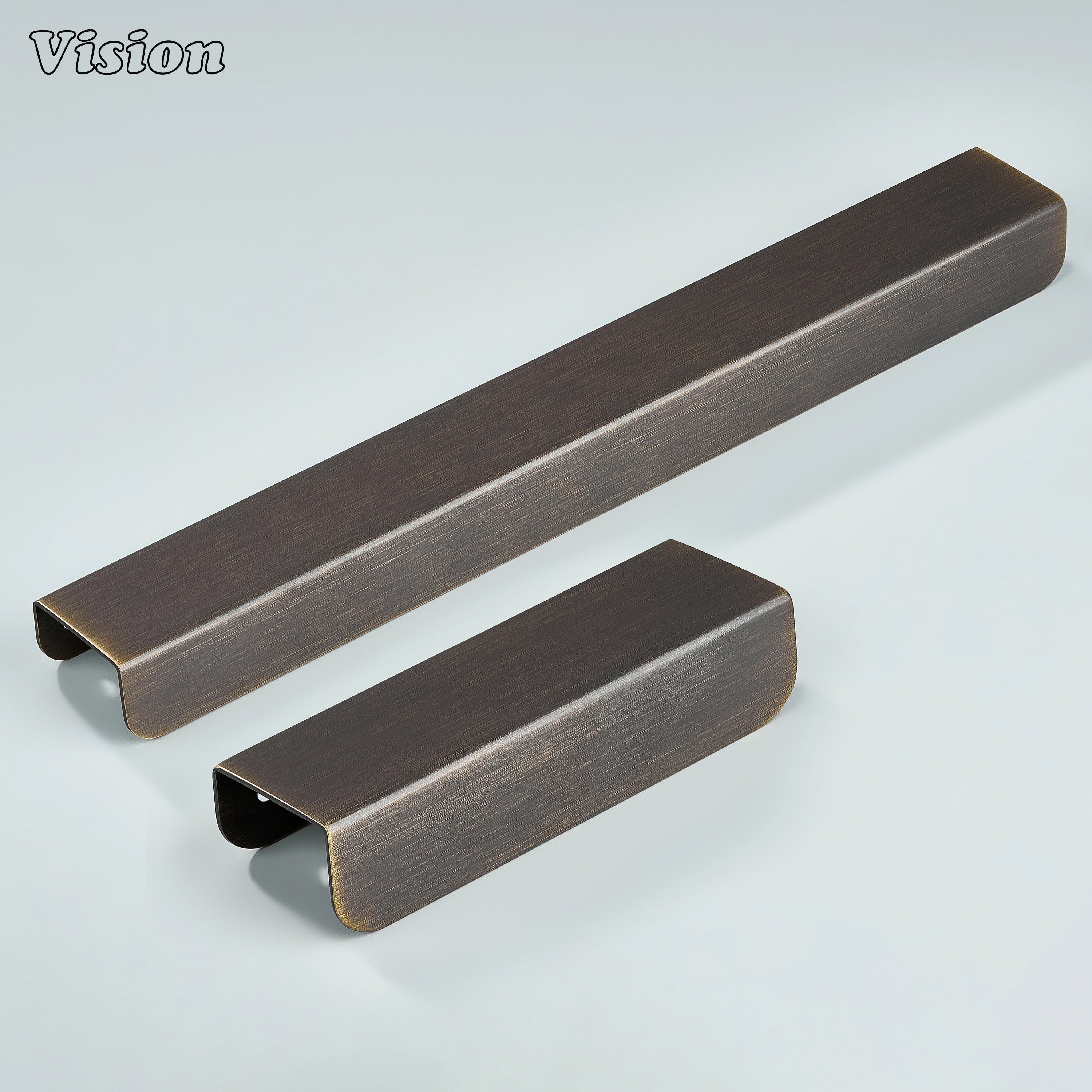 Antique Bronze cabinet handle smooth curved lip profile for wardrobe drawers