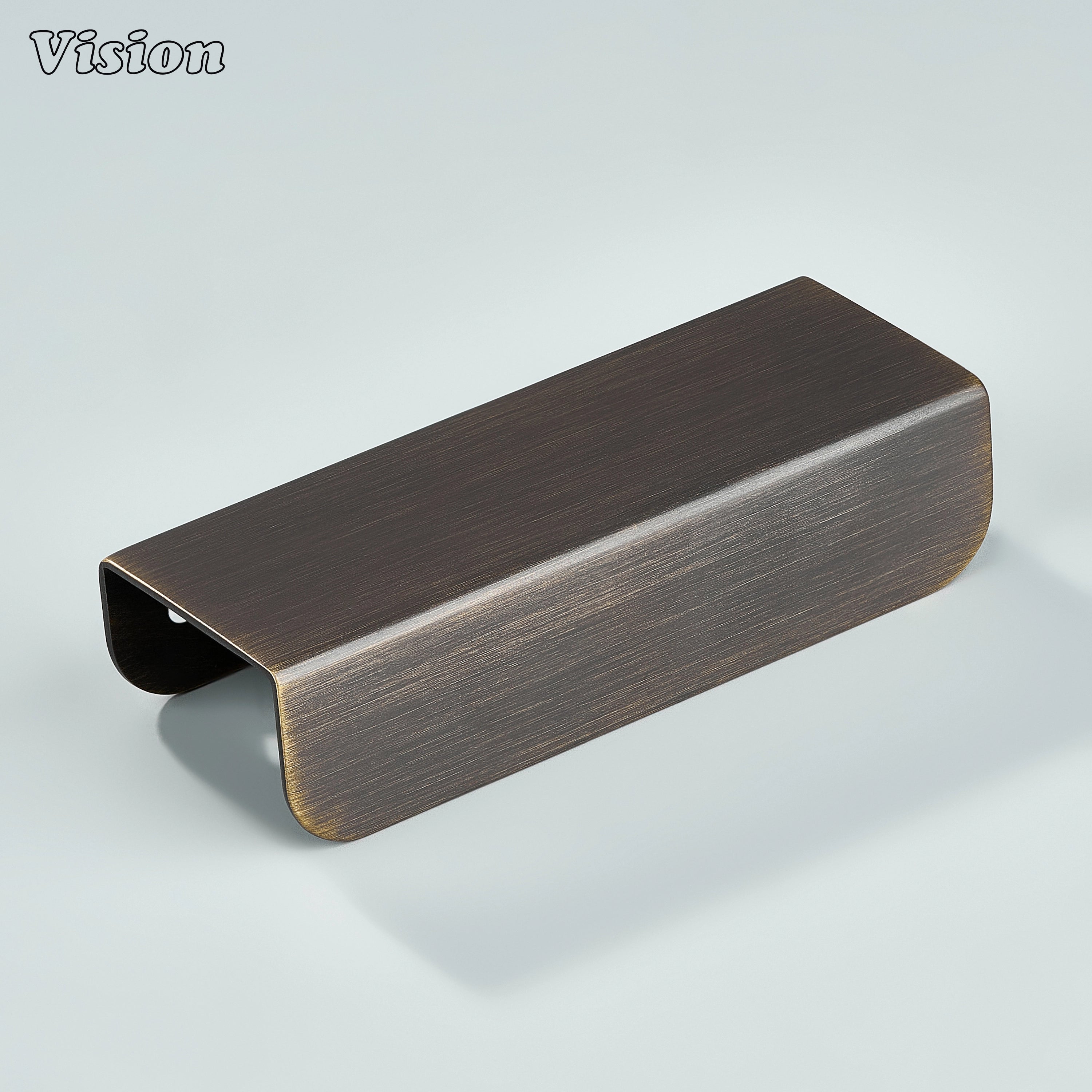 Antique Bronze cabinet handle curved end lip pull for cabinet doors