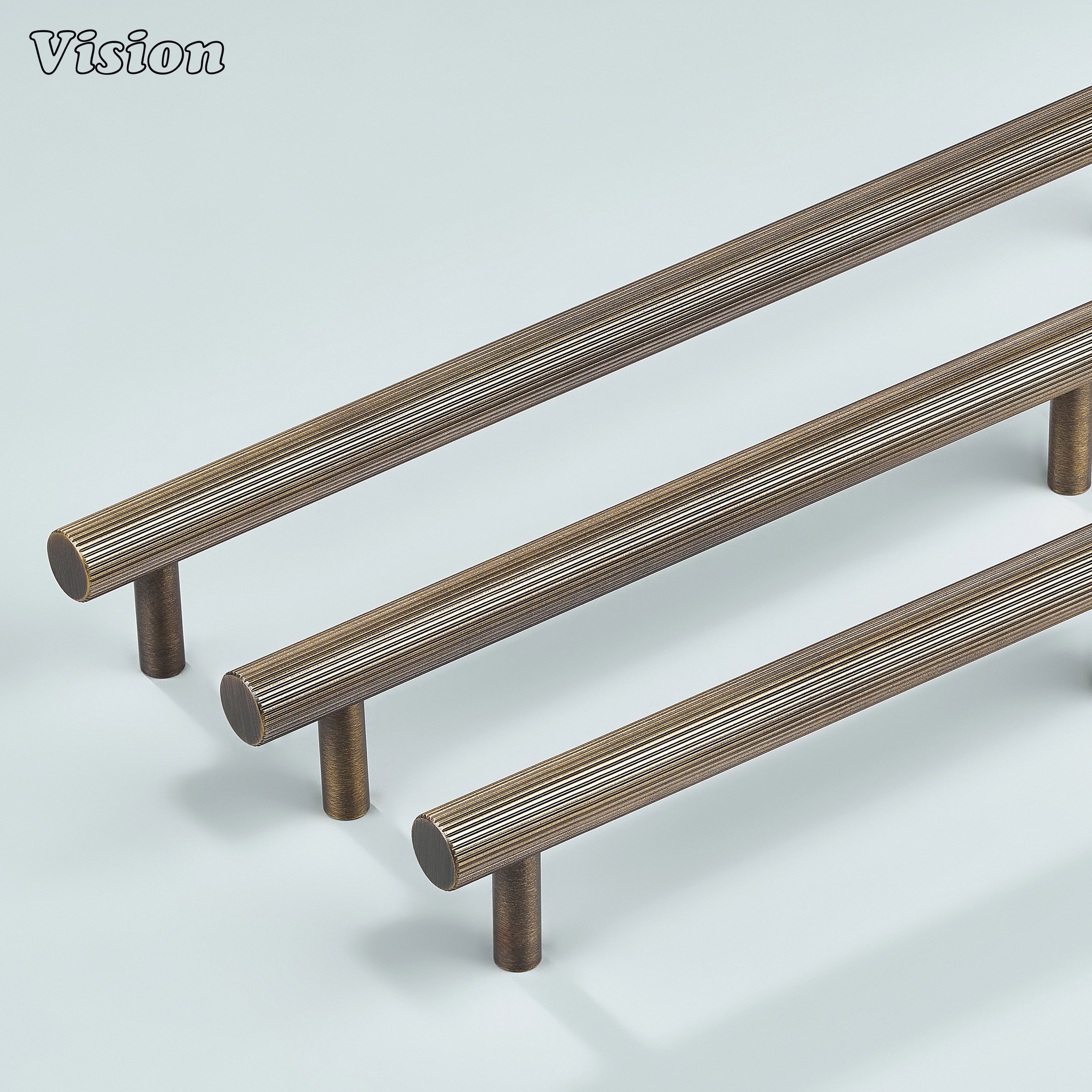 Antique bronze knurled cabinet pull used on dresser drawers and cupboards.