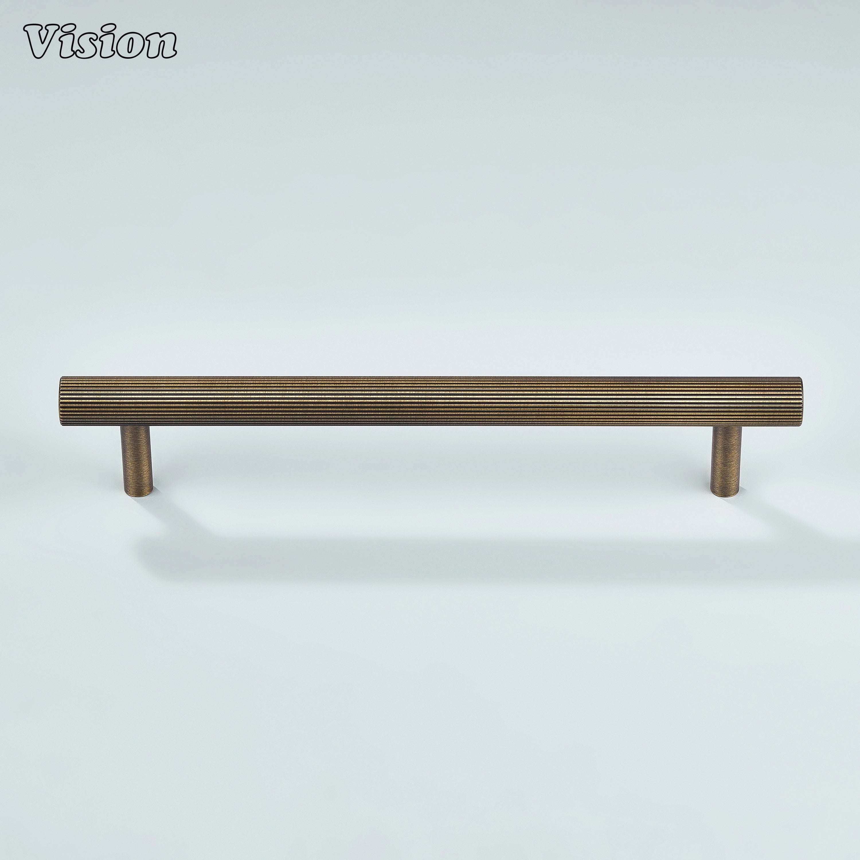 Antique bronze linear knurled brass handle offering enhanced grip for cabinets.
