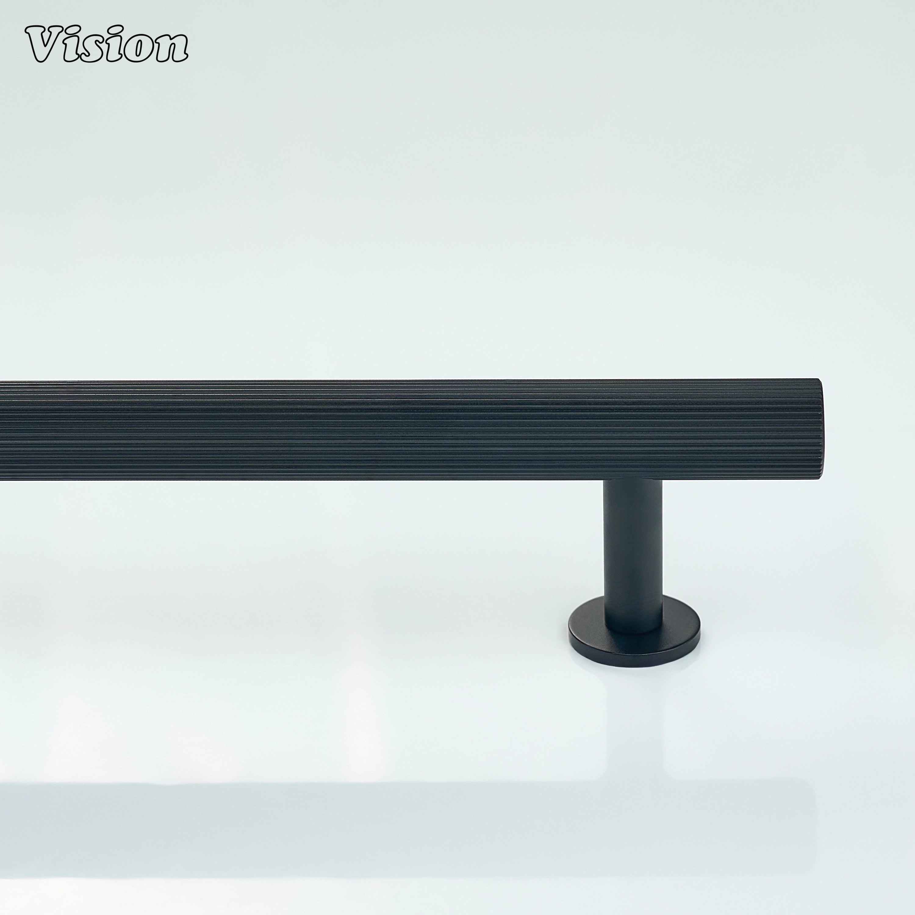 Black knurled cabinet handle with solid cylindrical grip for drawers