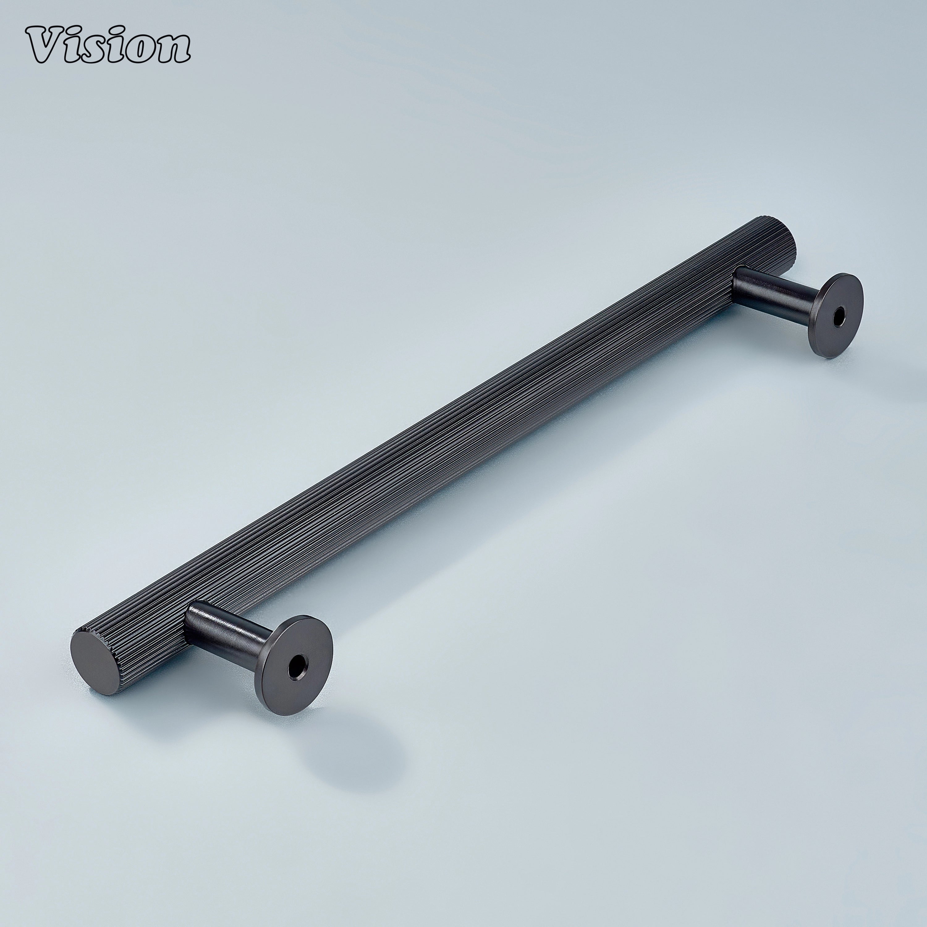 Oil rubbed bronze textured handle with sleek legs for modular kitchens.