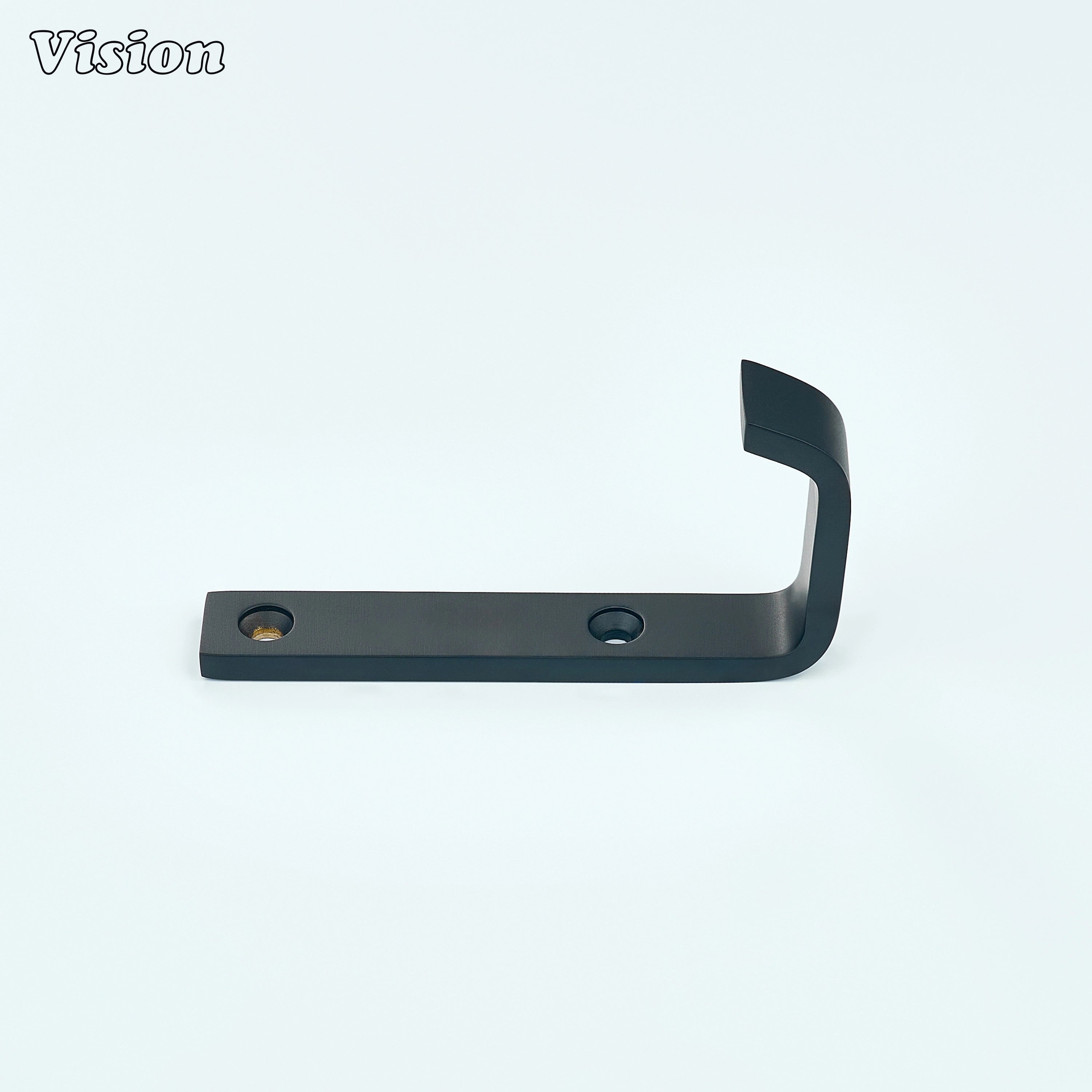 Plain Black cabinet wall hook with curved hook end for drawer mounting