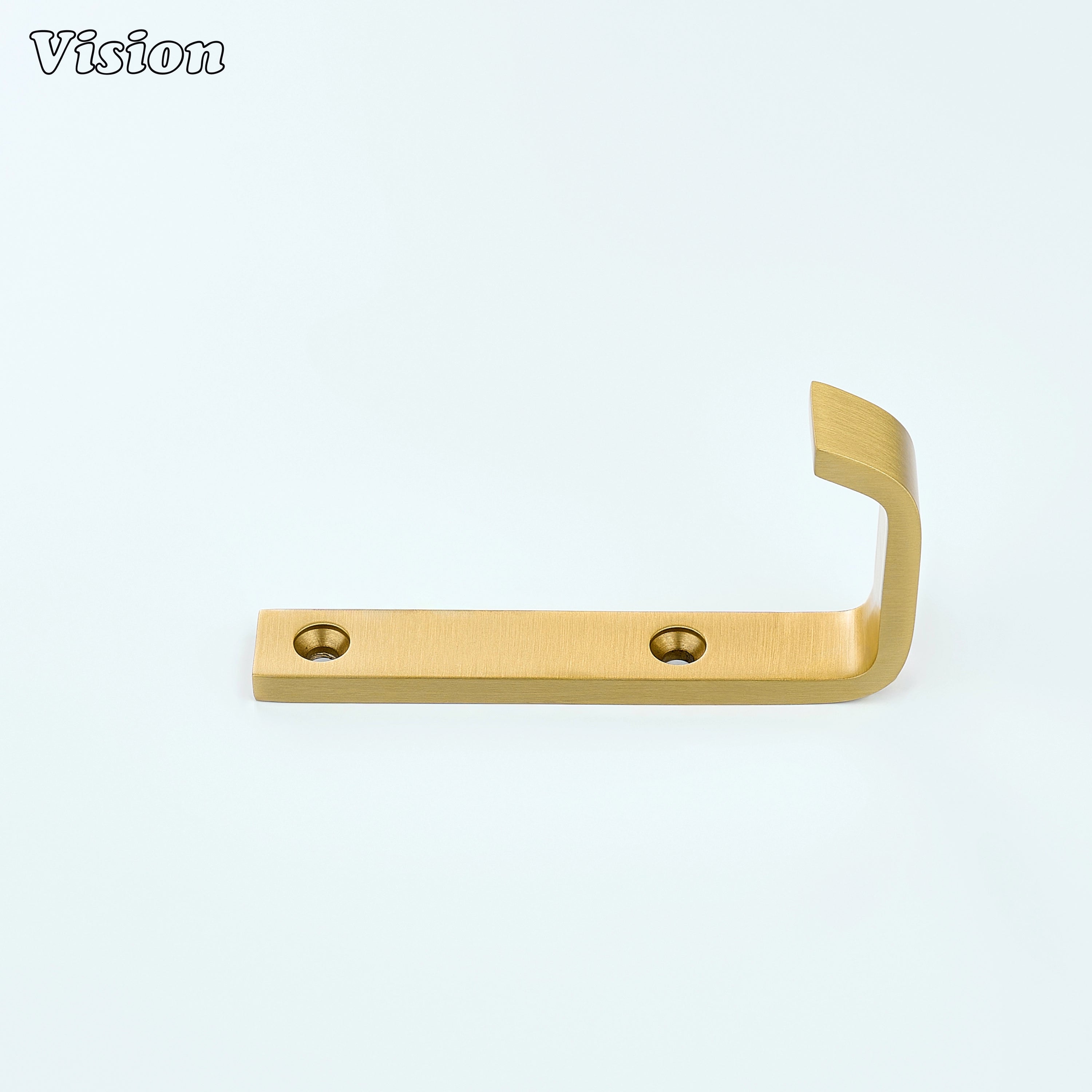 Gold finish brass wall hook with flat profile and solid base, perfect for modern interior wall applications
