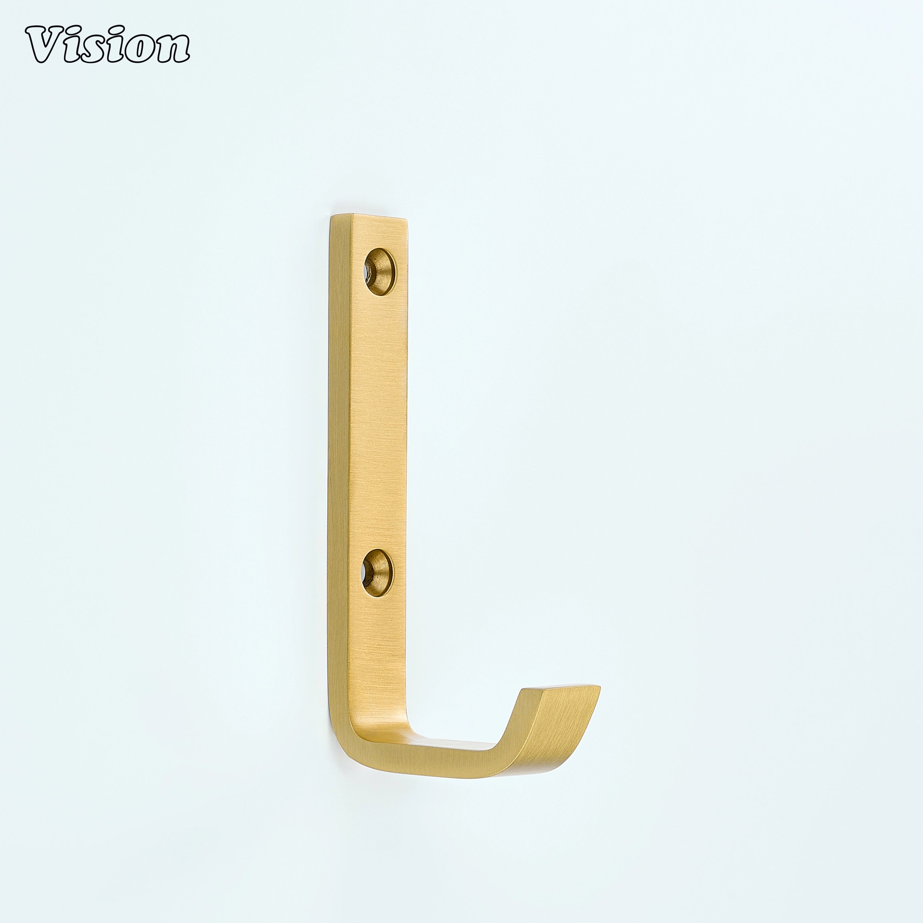 Premium gold wall hook with plain surface and curved J design for bathroom robe and towel use