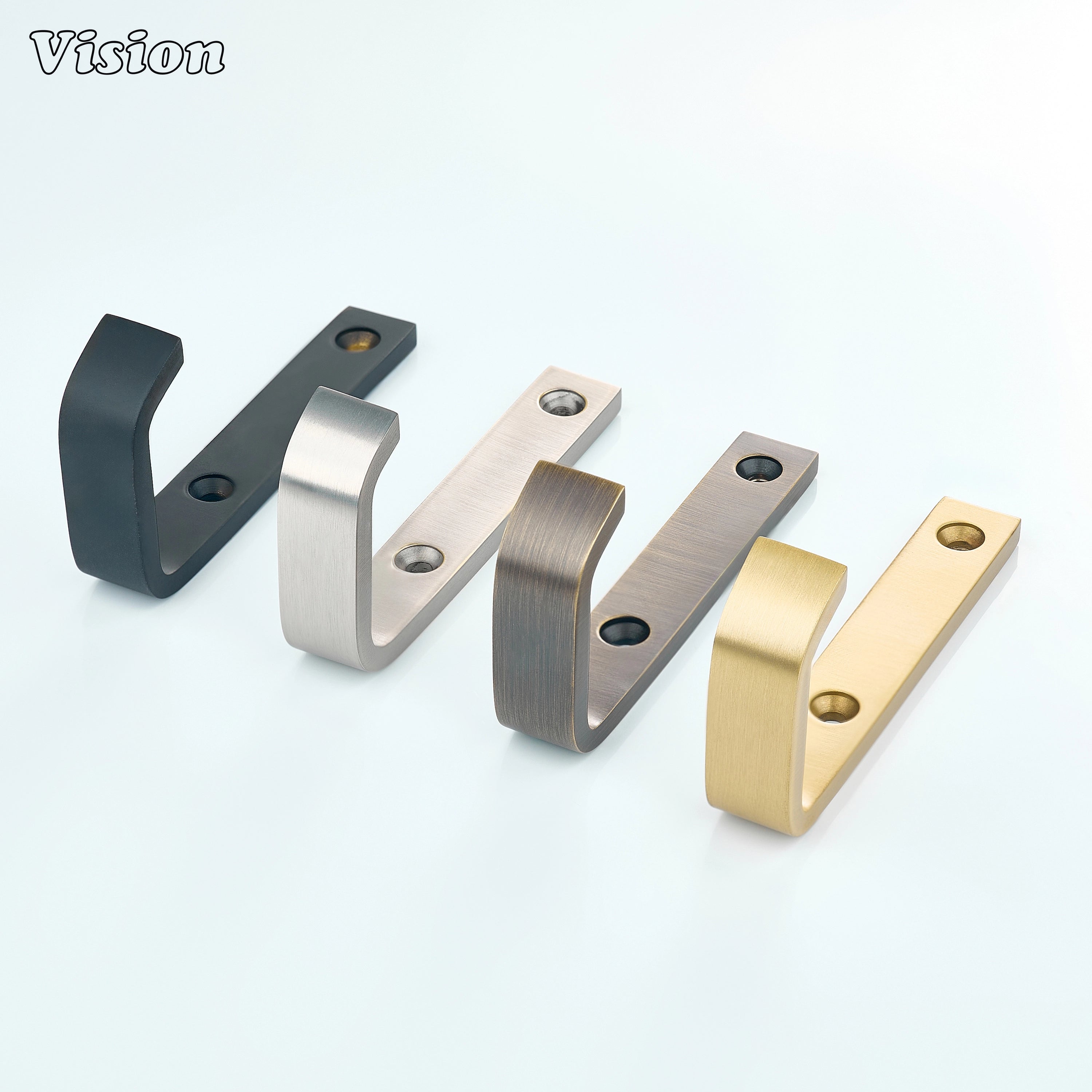 Plain profile Silver cabinet wall hook with rectangular base for kitchen wall storage