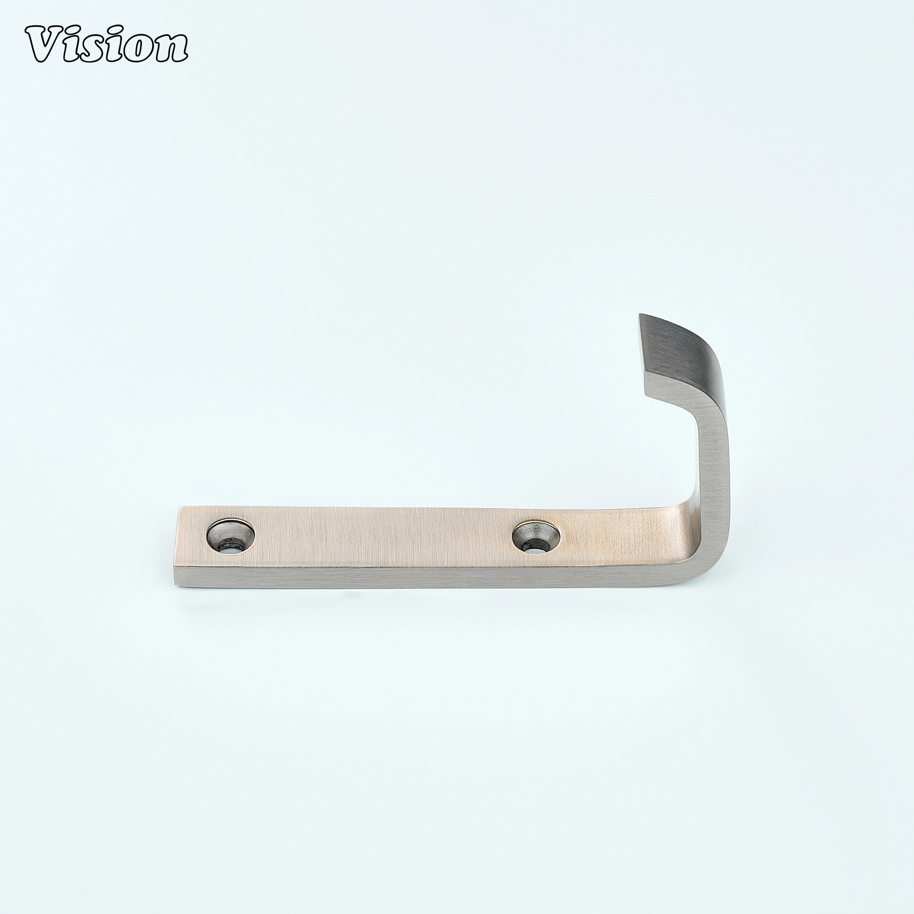 Plain Silver cabinet wall hook with curved tip for drawer and wall mounting