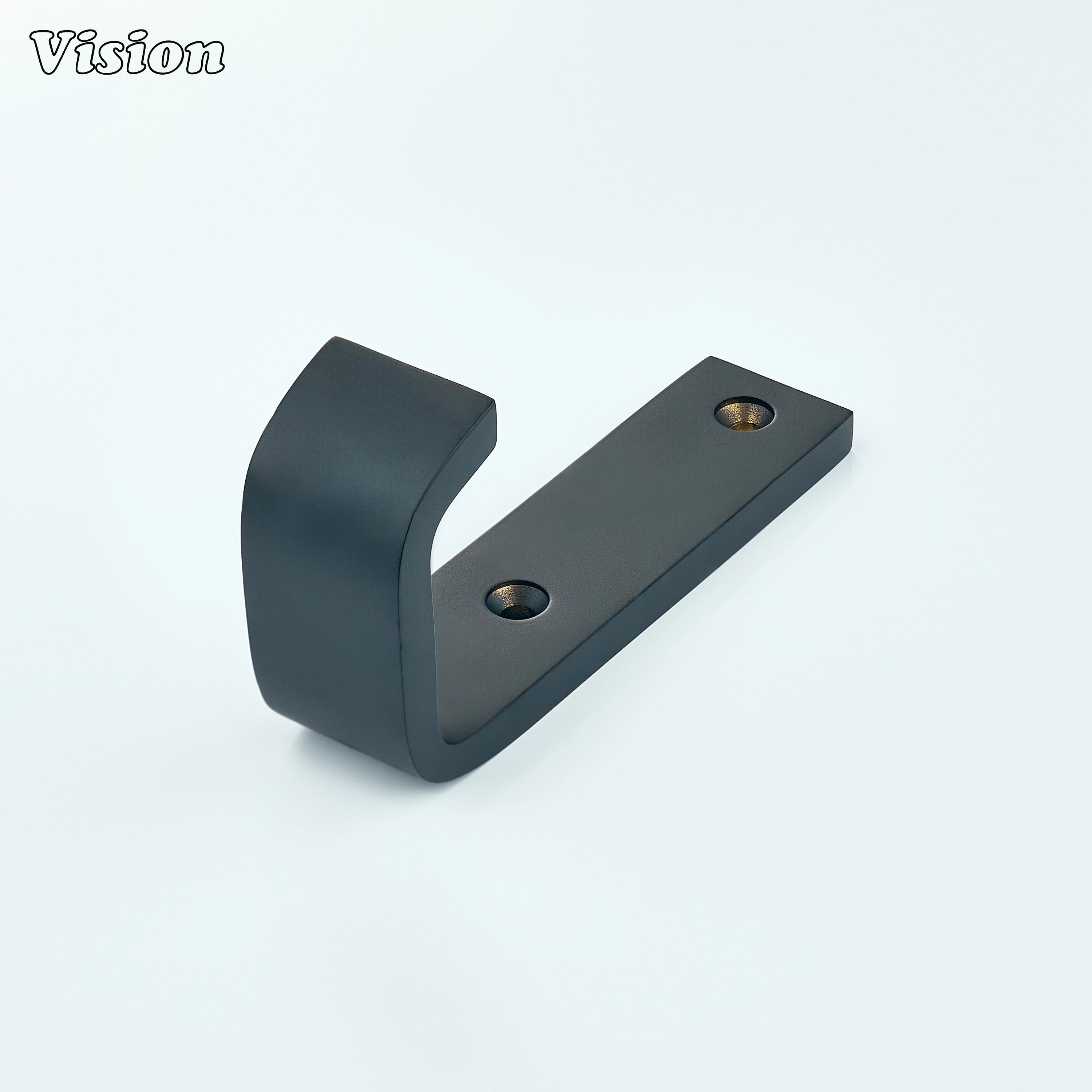 Plain profile Black brass wide wall hook with flat J bar for modern bathroom walls