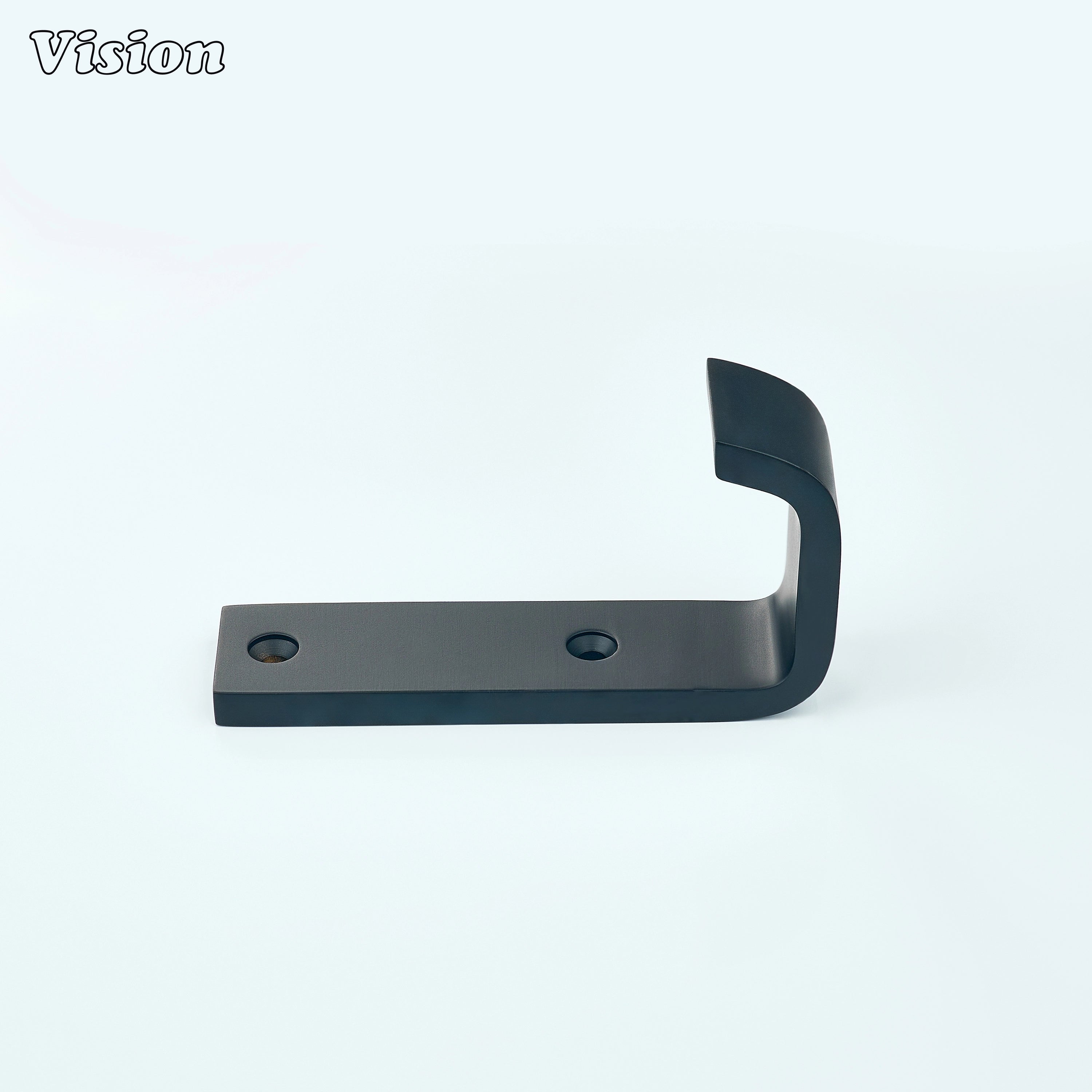Plain Black cabinet wide wall hook with smooth curved end for drawer mounting