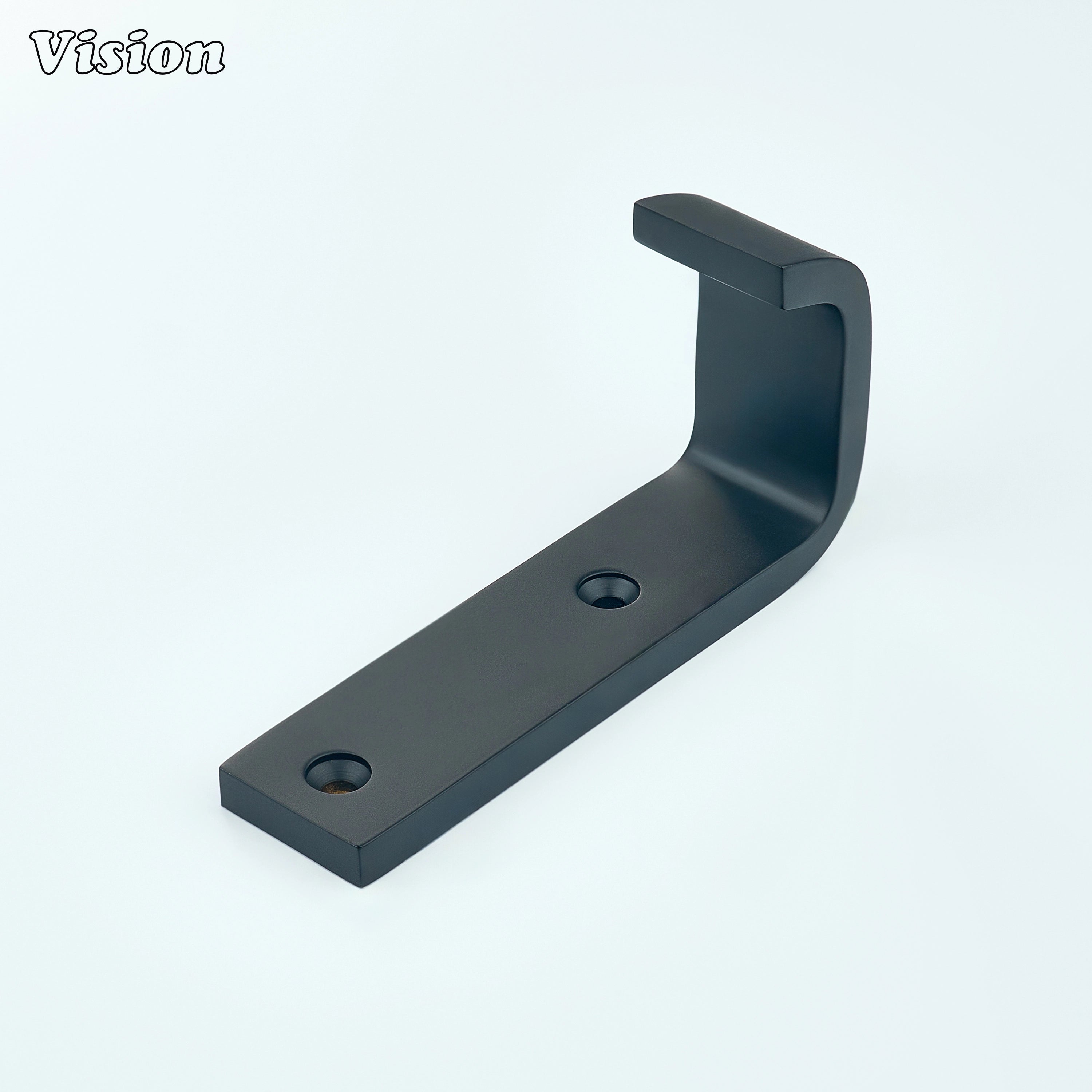 Black finish wide brass wall hook with flat profile for interior walls