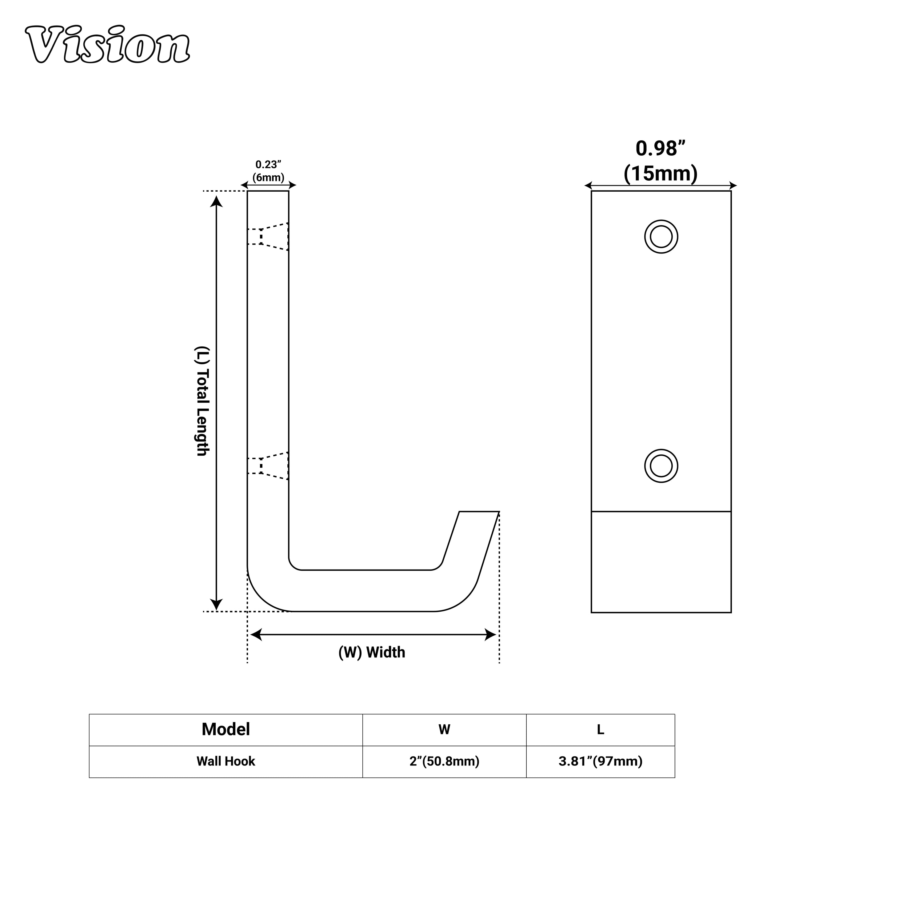 Black solid brass wide wall hook with flat bar mount for kitchen utility walls