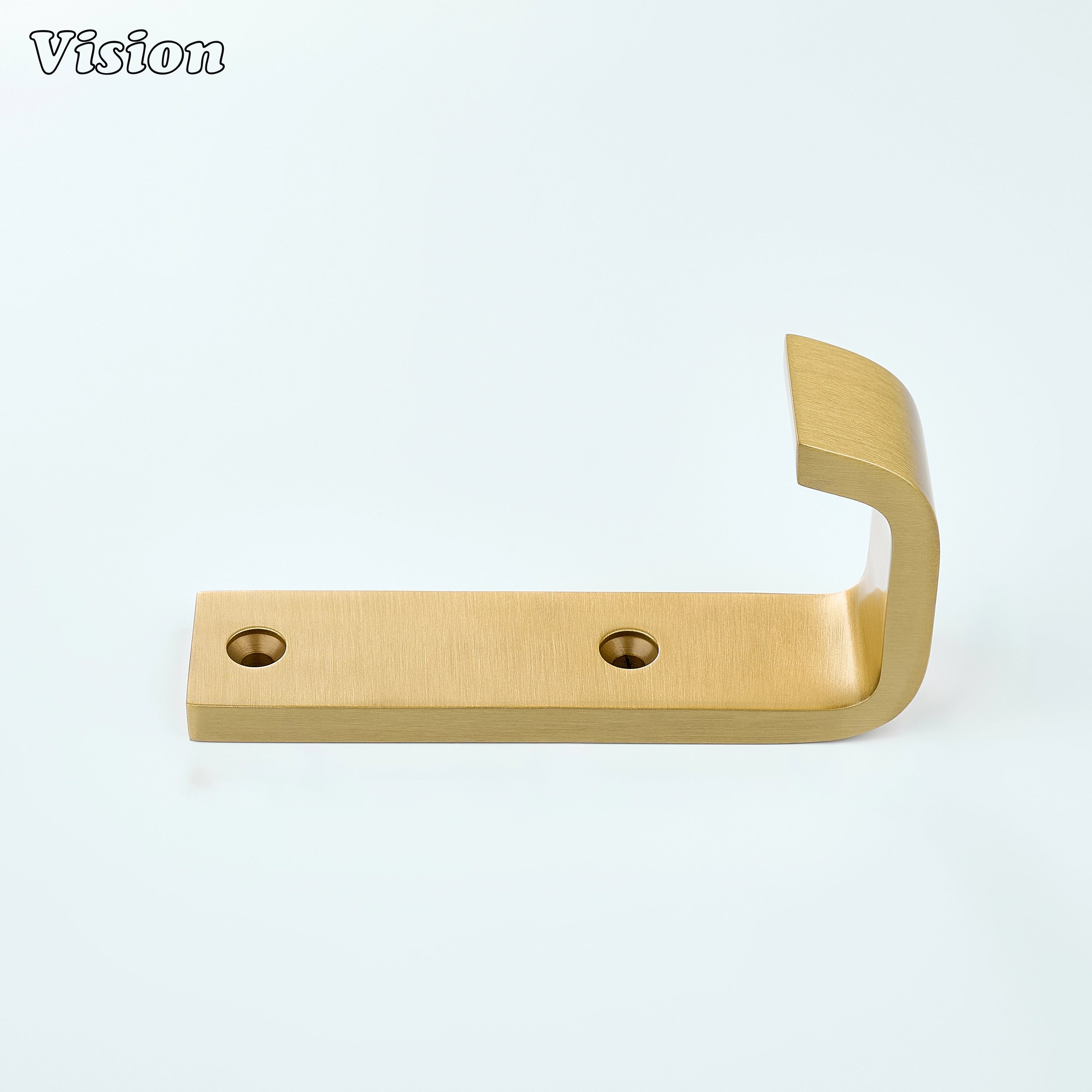Gold brass wide wall hook with rectangular mounting plate for entryway wall use