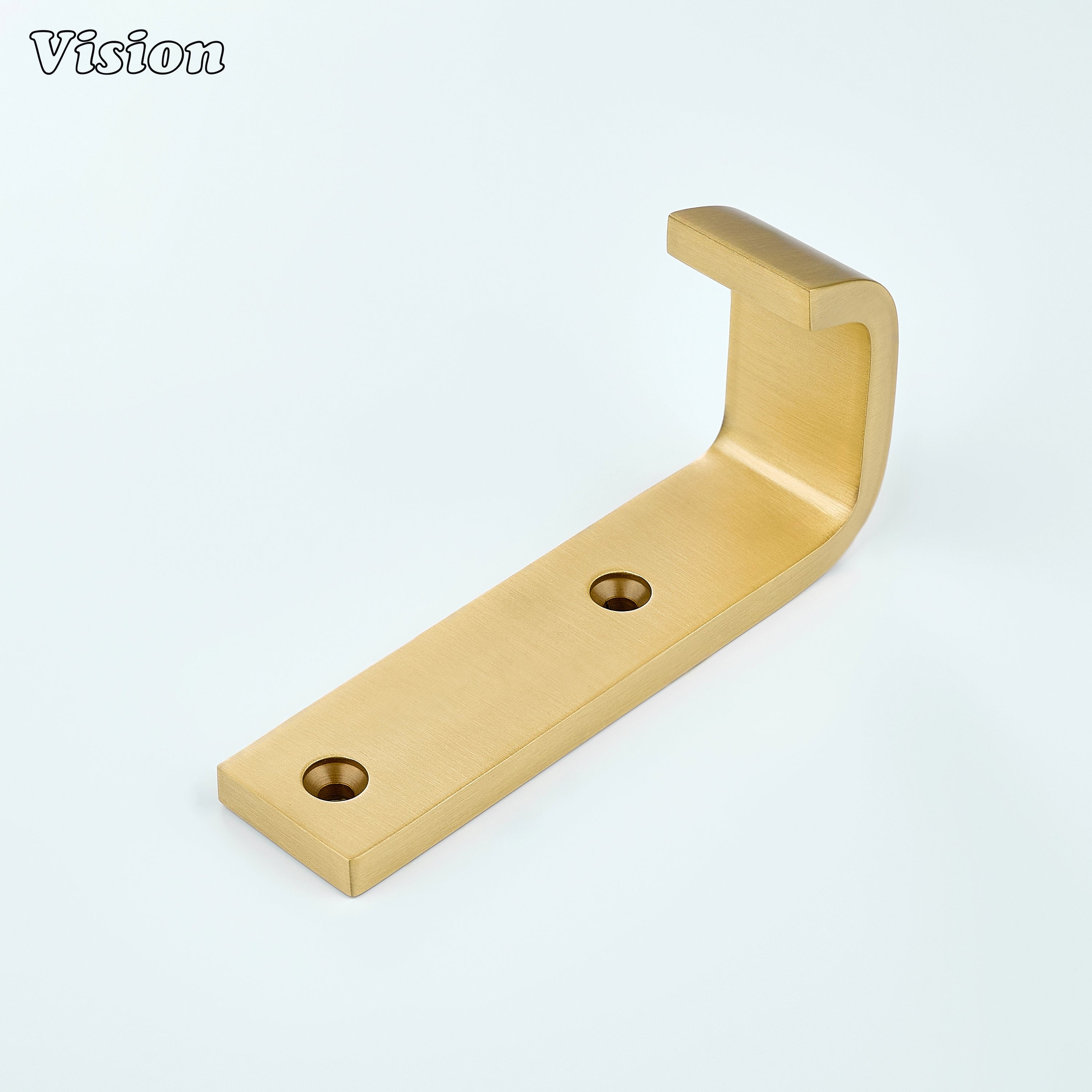 Gold finish wide brass wall hook with flat profile for contemporary interior walls