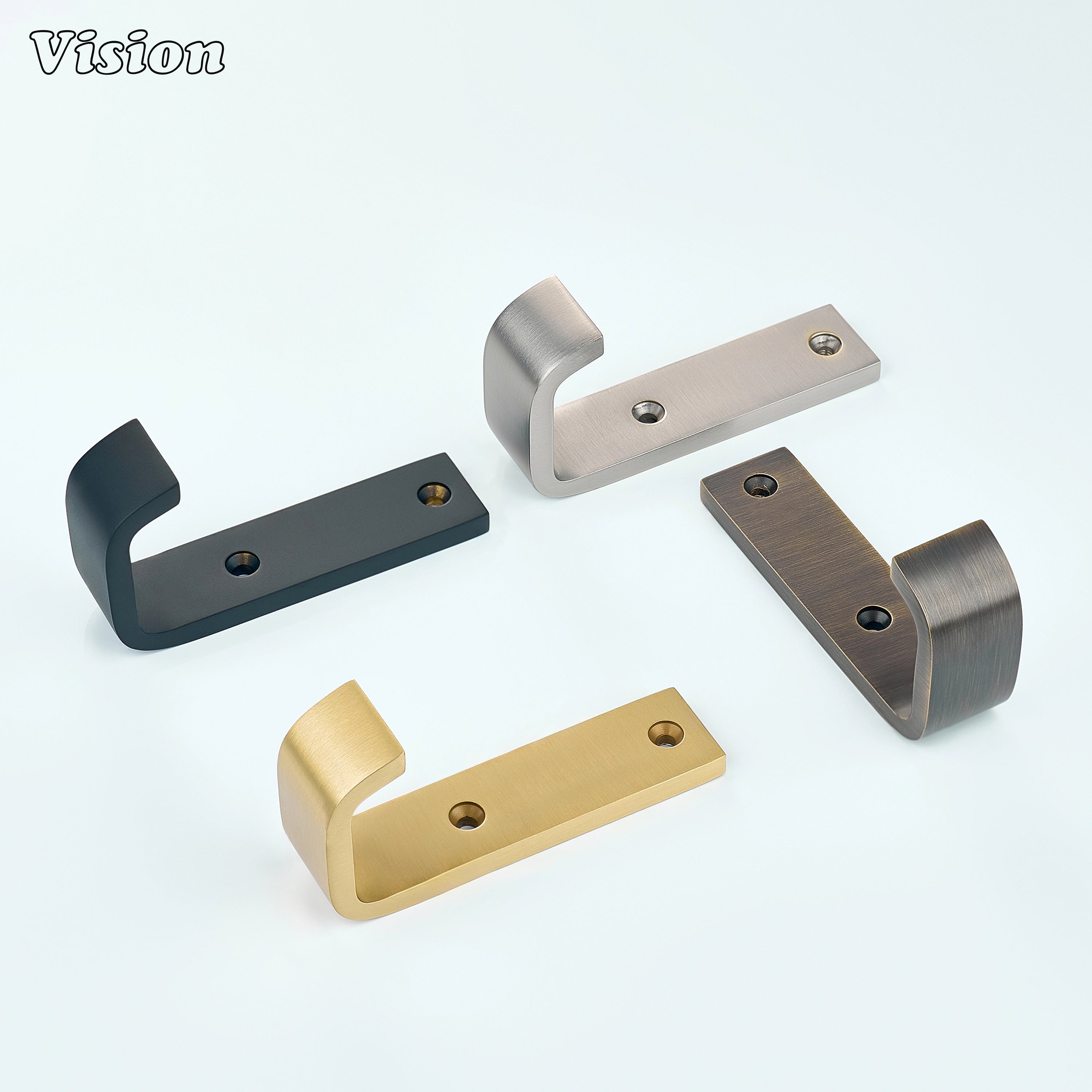 Solid brass Silver wide wall hook featuring flat bar profile for wardrobes