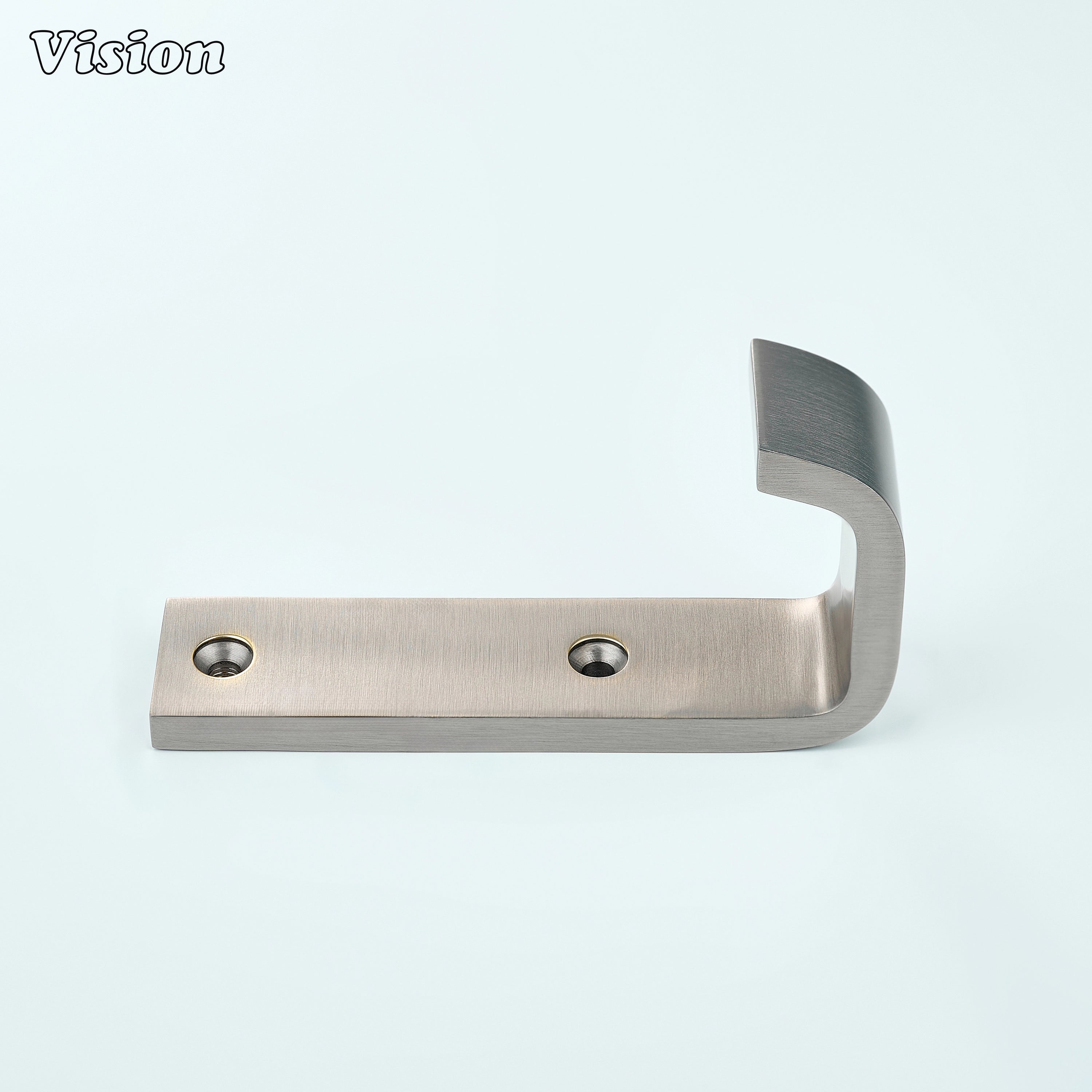 Silver brass wide wall hook with rectangular mounting plate for entryway walls