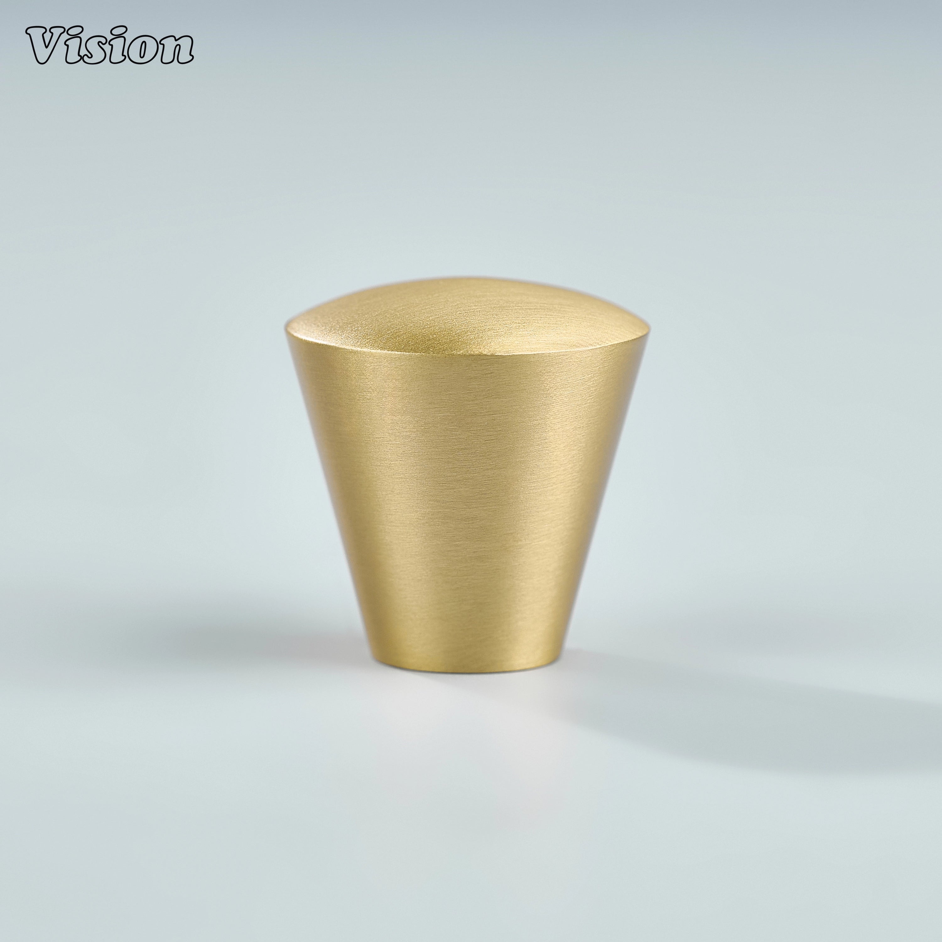 Gold plain cabinet knob in cone profile with bevel top design for wardrobe doors