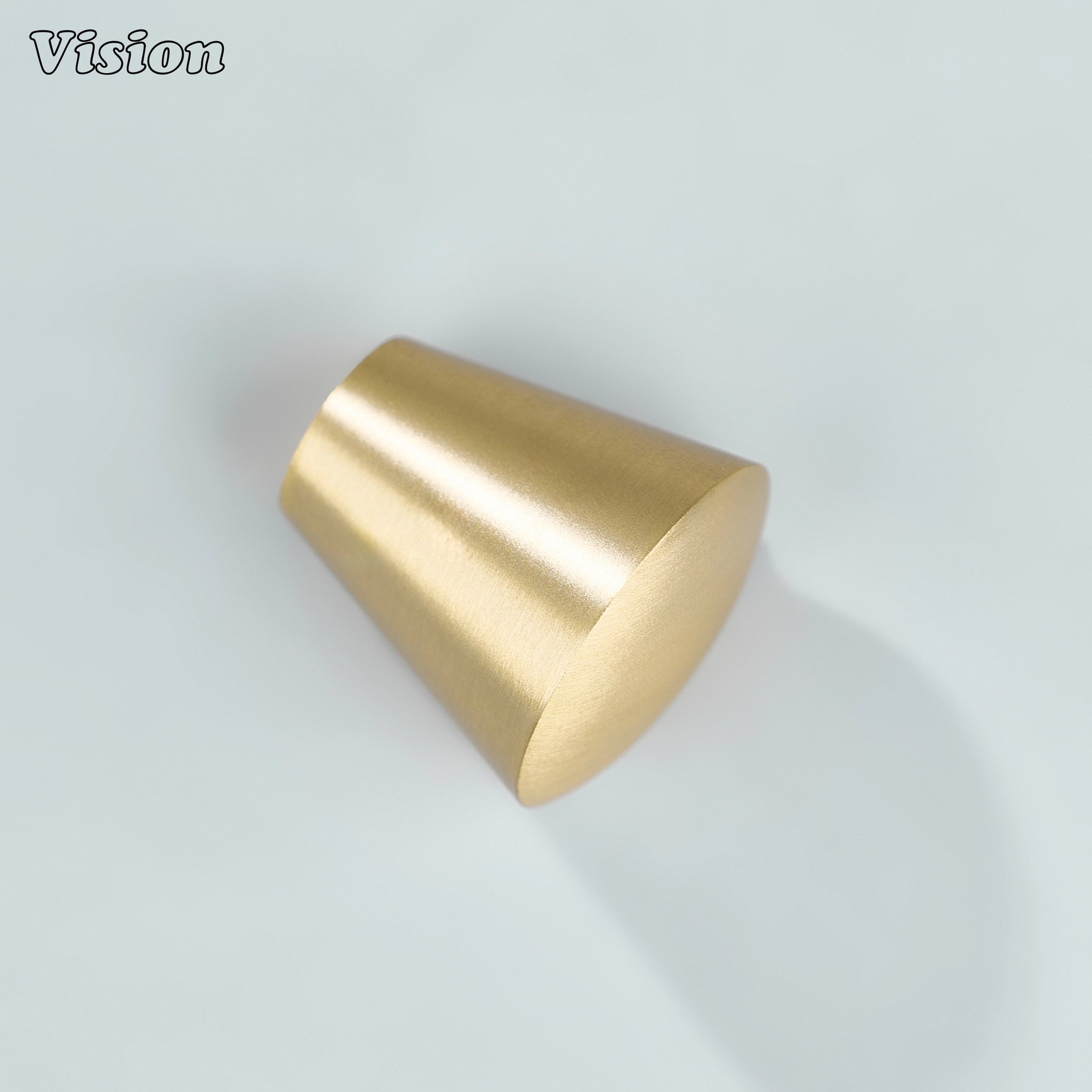 Gold bevel top cabinet knob with cone form for contemporary wardrobes