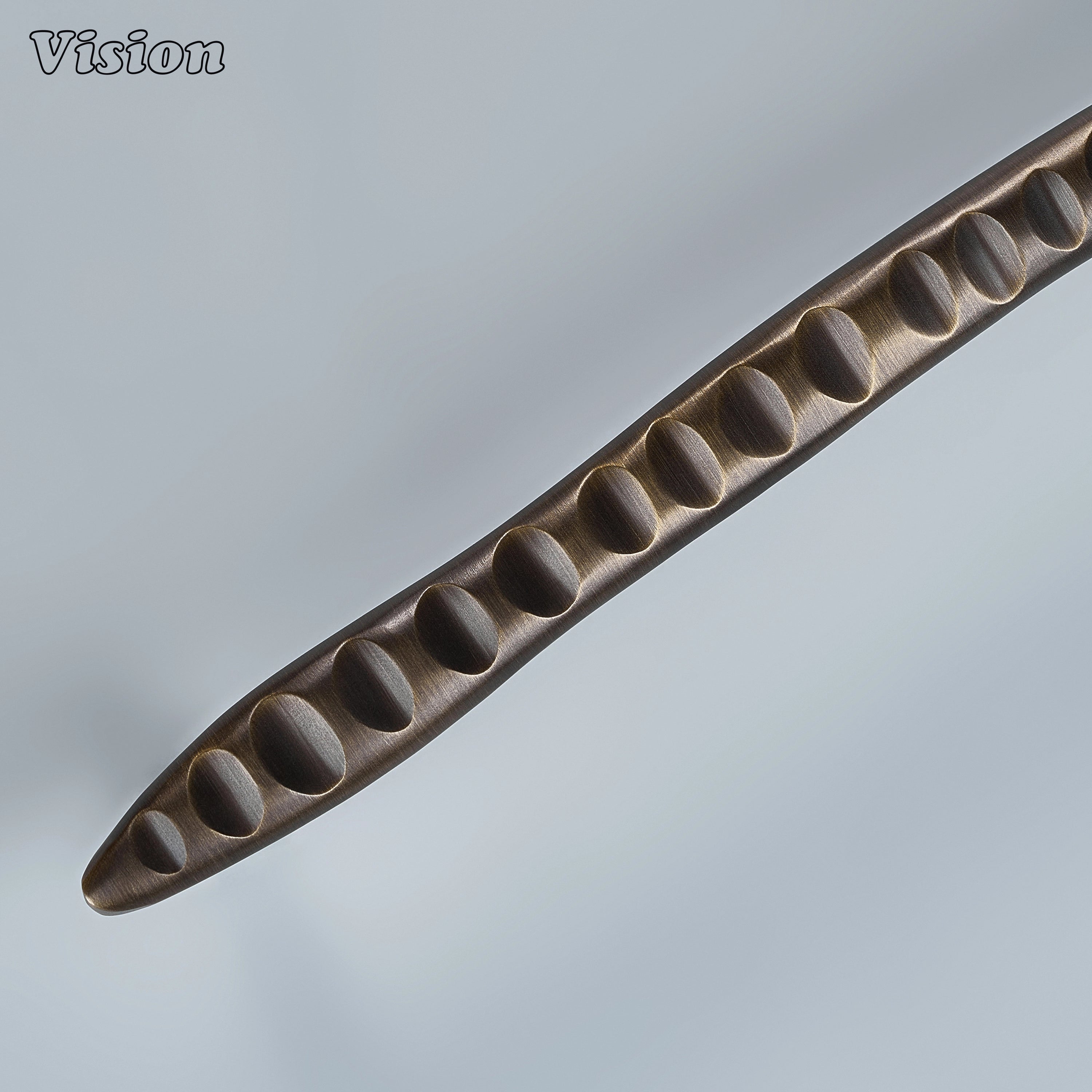 Luxury antique bronze sculpted cabinet pull with round base legs on wooden pantry drawers