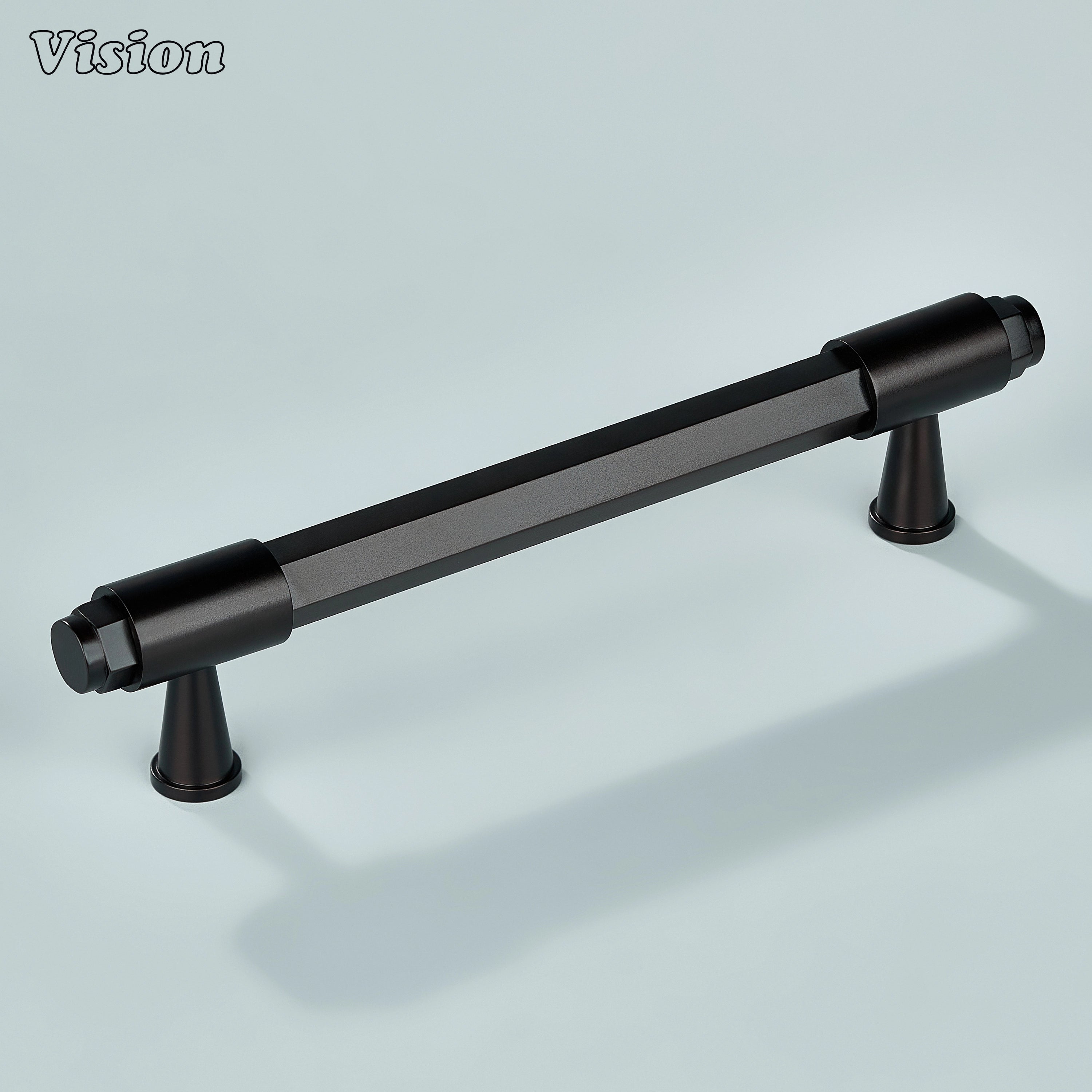 Oil Rubbed Bronze brass cabinet handle with circular end caps and subtle ring accents for wardrobes