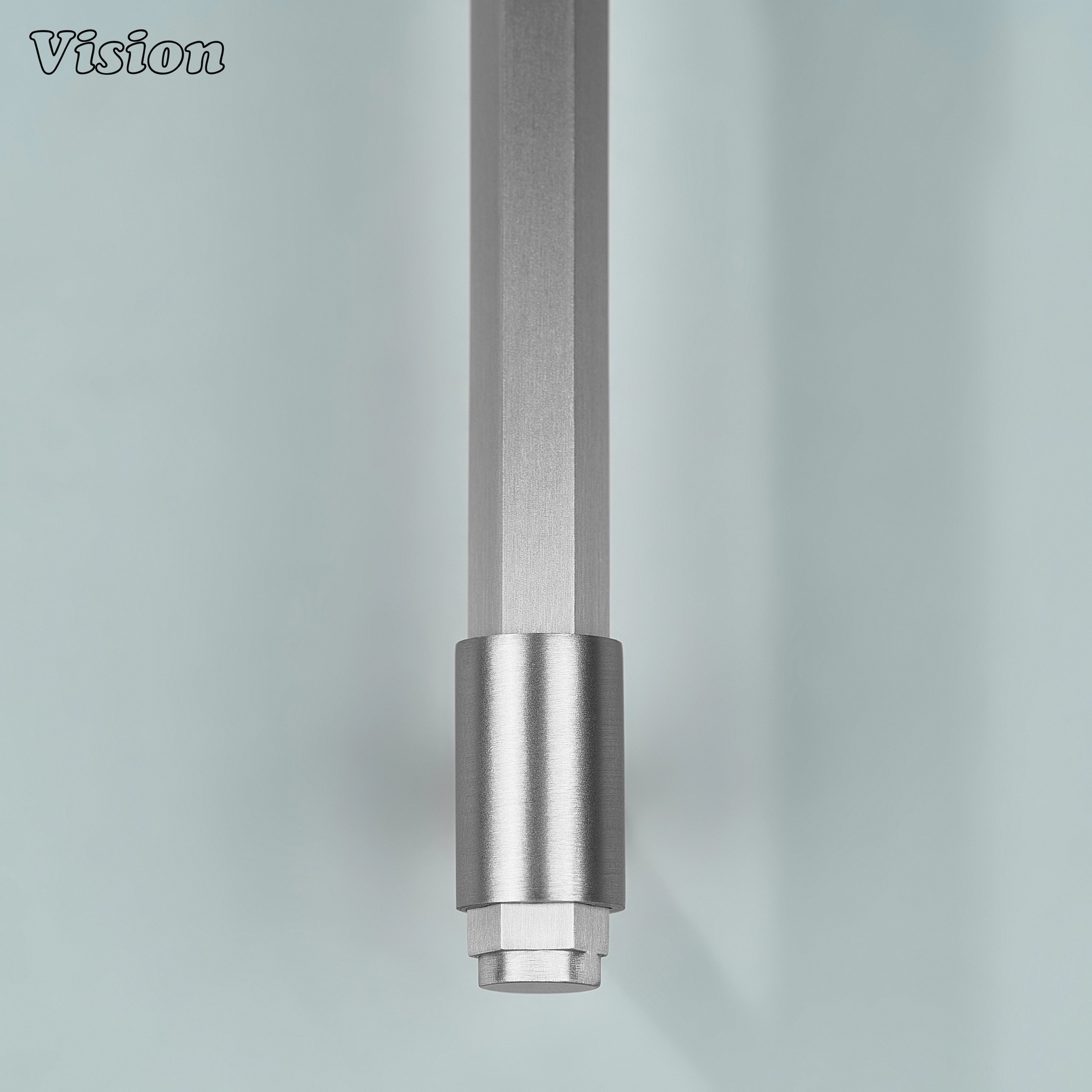 Silver hexagonal cabinet handle with ring detailed cone legs for wardrobes and storage units