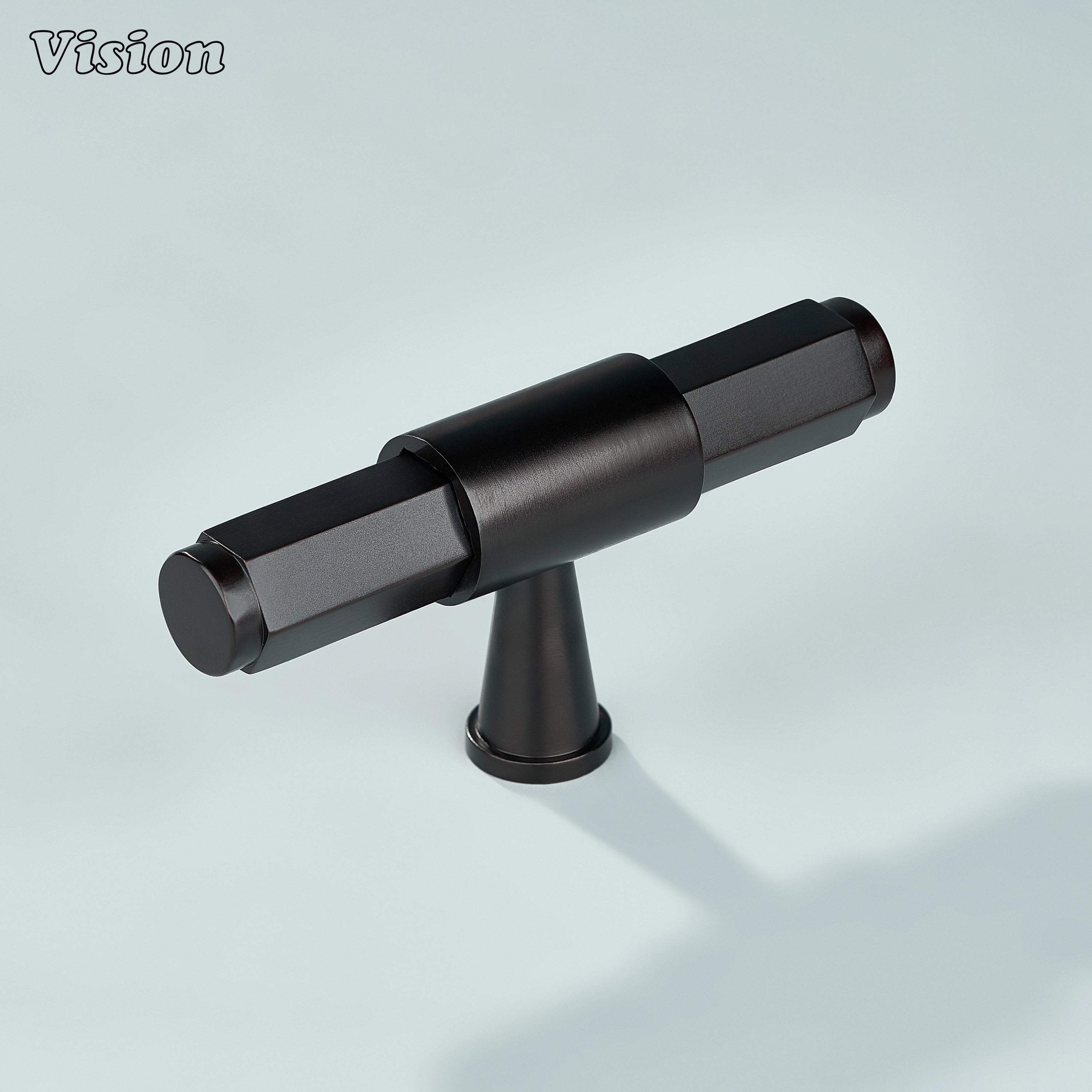 Oil Rubbed Bronze cabinet T-knob with plain hexagonal bar and cone leg for kitchen cabinets