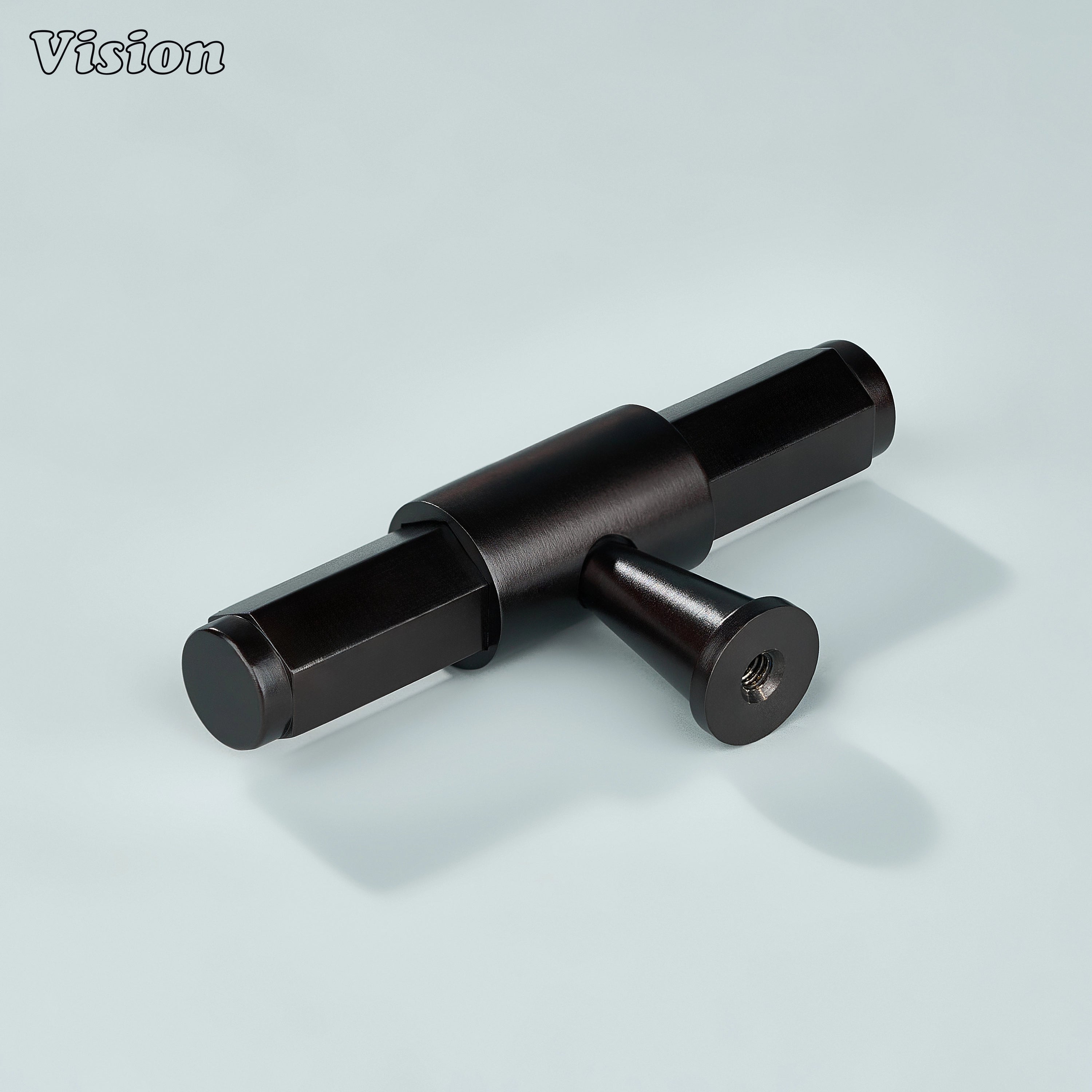 Oil Rubbed Bronze cabinet T-knob with tapered cone leg and ergonomic grip for cabinetry
