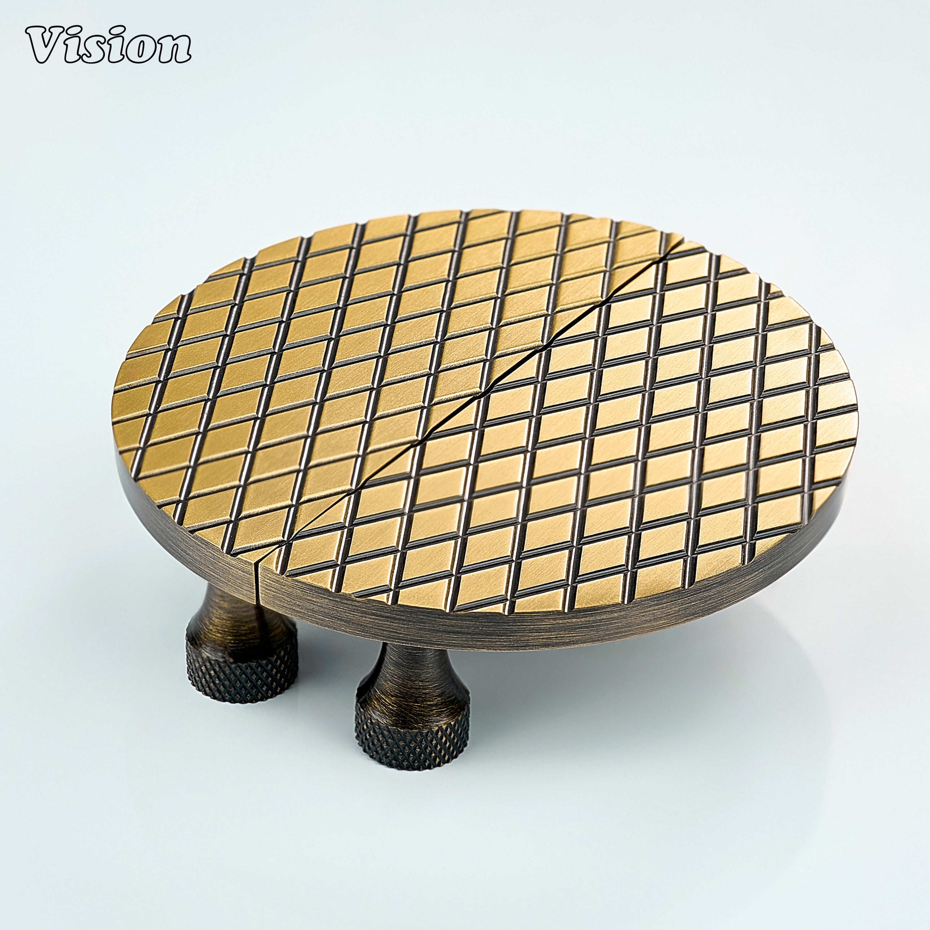 Antique Bronze brass cabinet handle with flat diamond knurled surface and precision knurled legs for kitchen cabinets