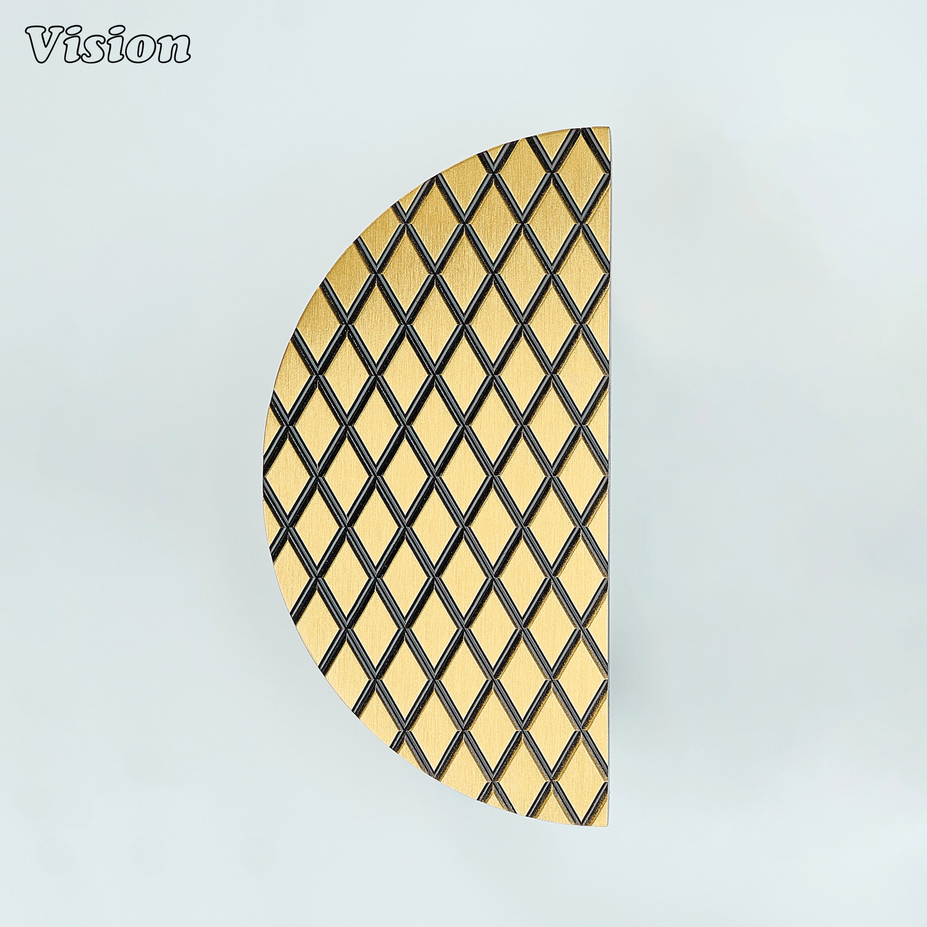 Antique Bronze half moon cabinet handle with flat patterned face for furniture