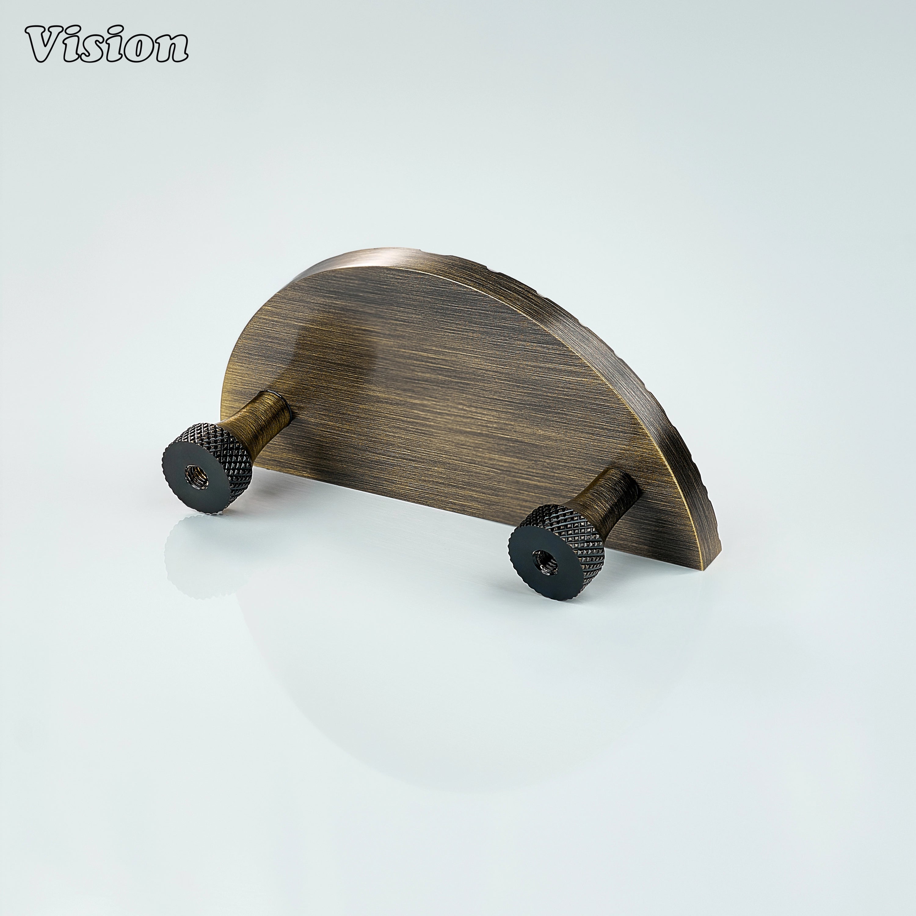 Antique Bronze cabinet handle featuring geometric knurling for drawer fronts