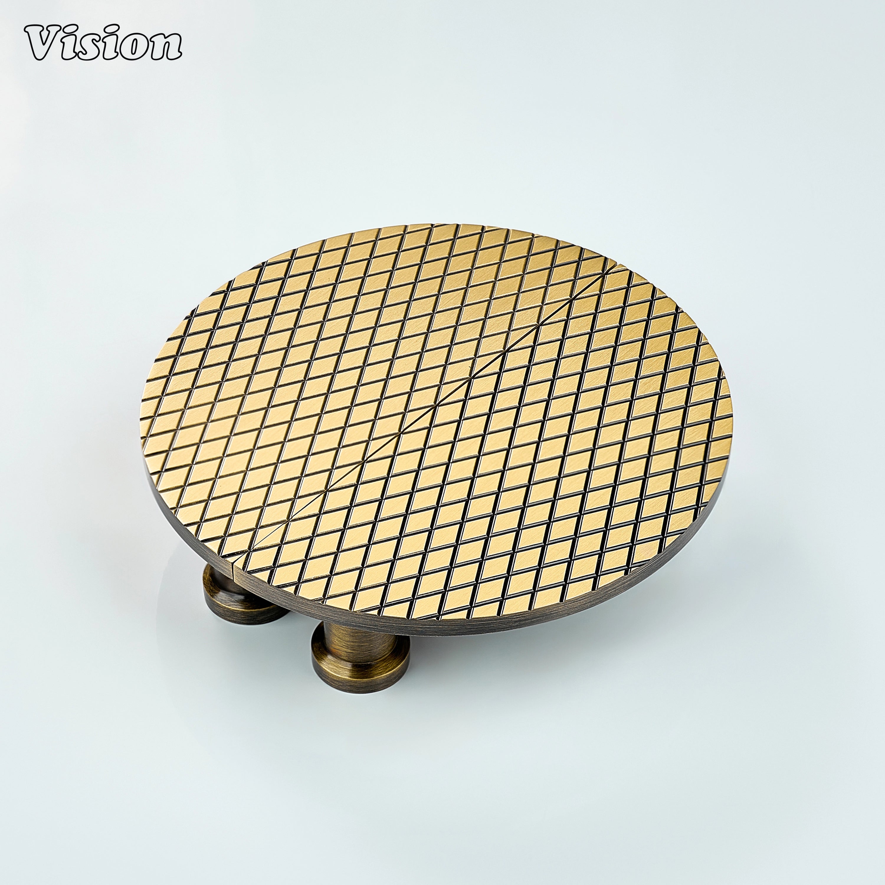Antique Bronze brass door handle with flat diamond knurled surface for interior passage doors