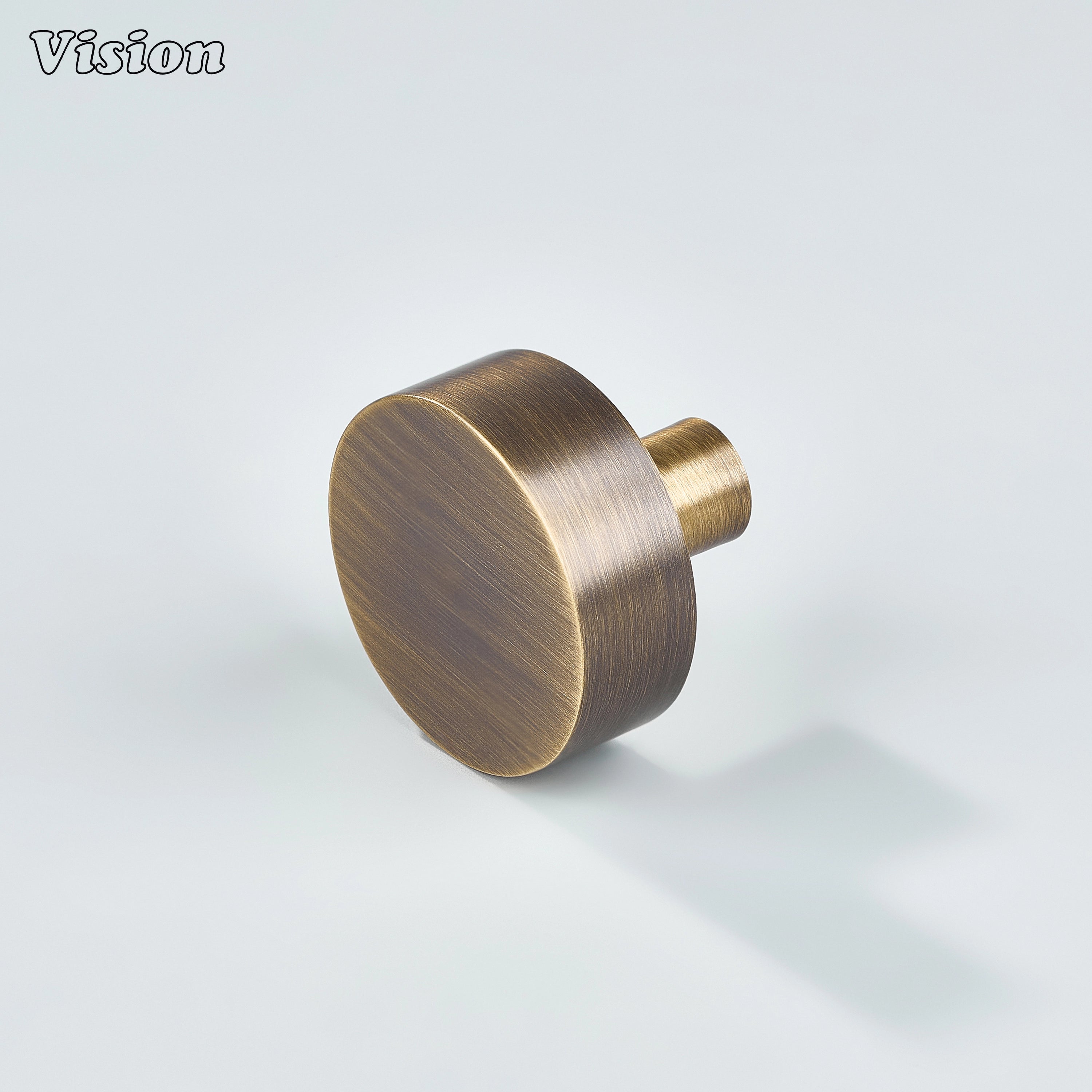Antique Bronze solid brass round cabinet knob with plain flat profile for cabinets