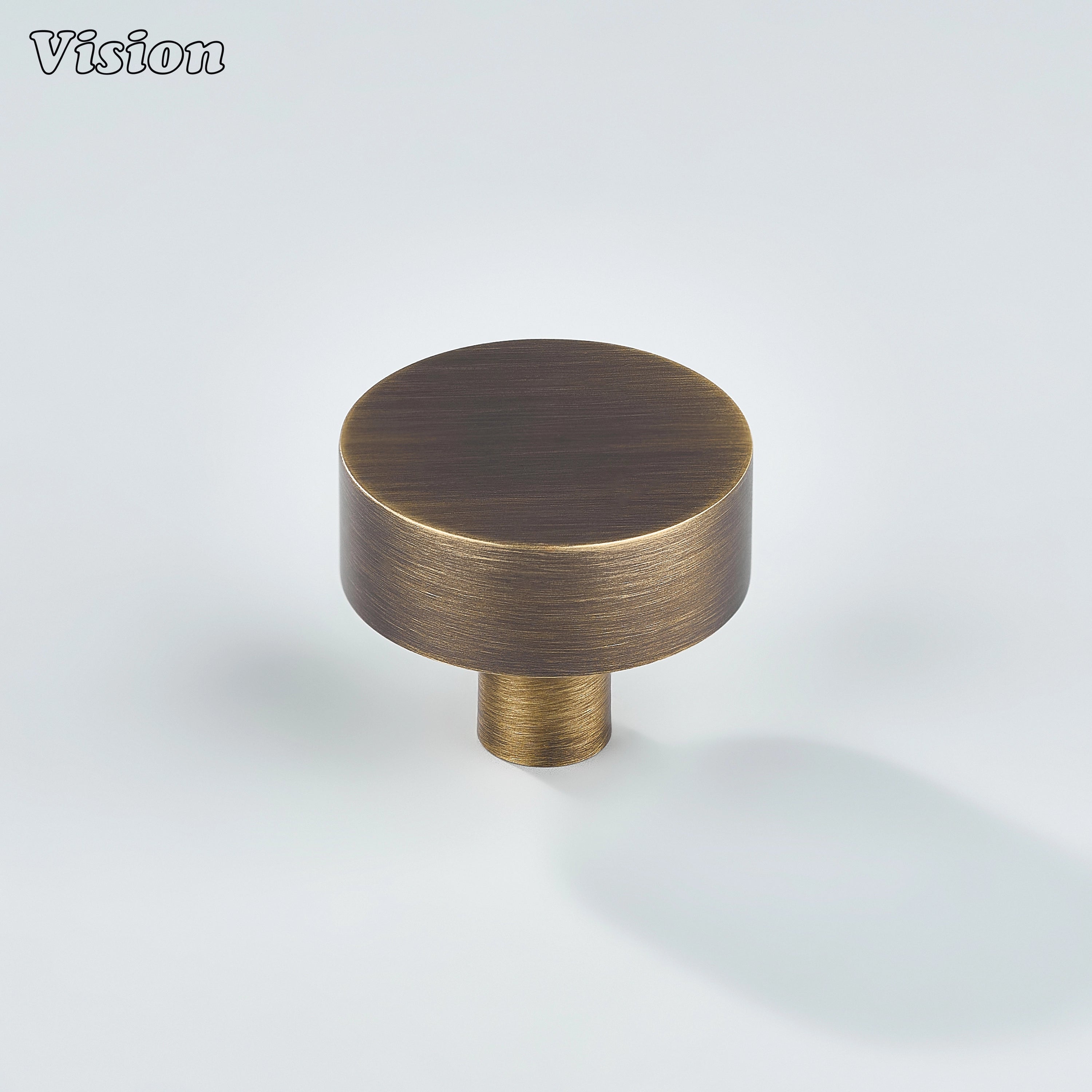 Antique Bronze solid brass cabinet knob with flat round face for kitchen cabinets