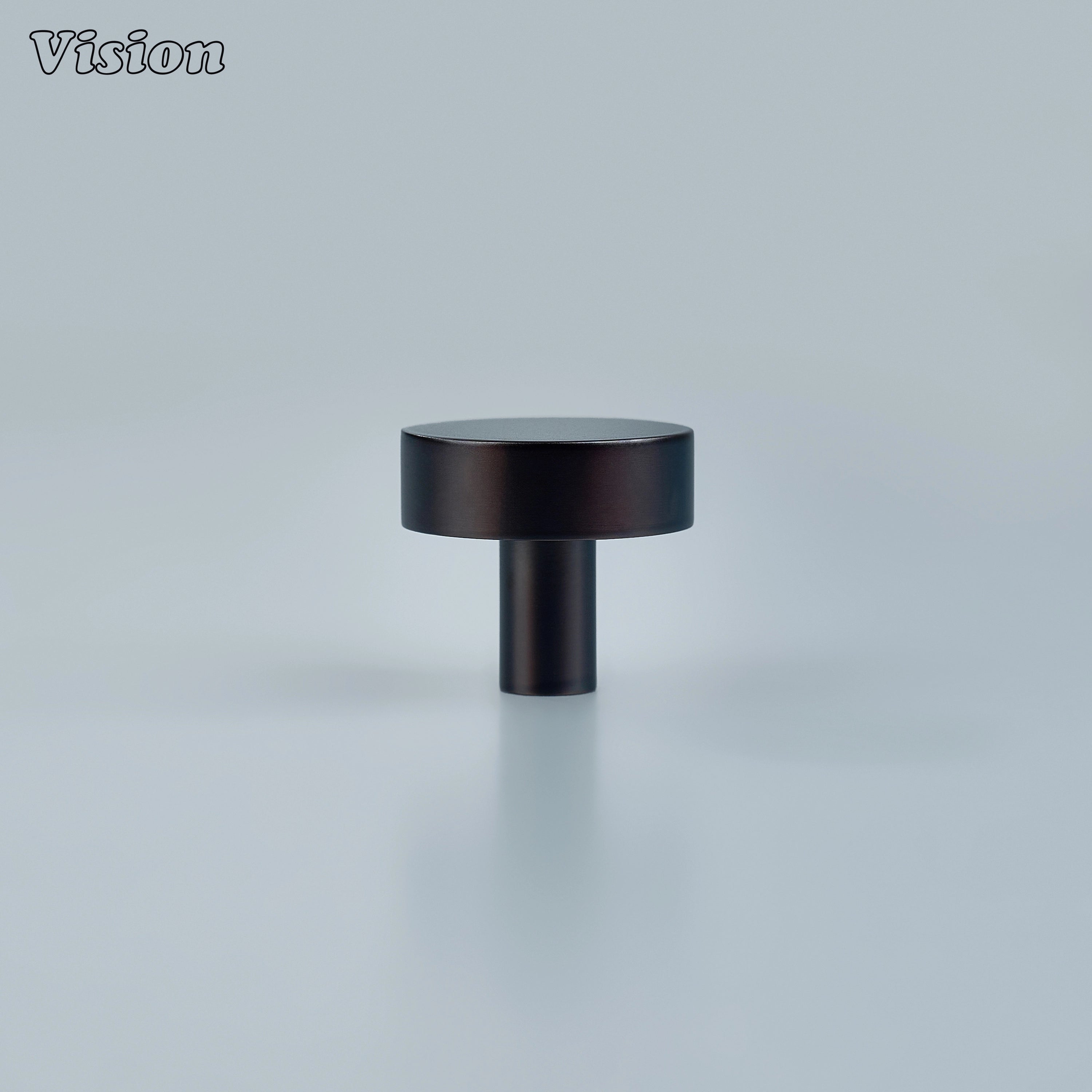 Oil Rubbed Bronze round cabinet knob with smooth circular face for wardrobes