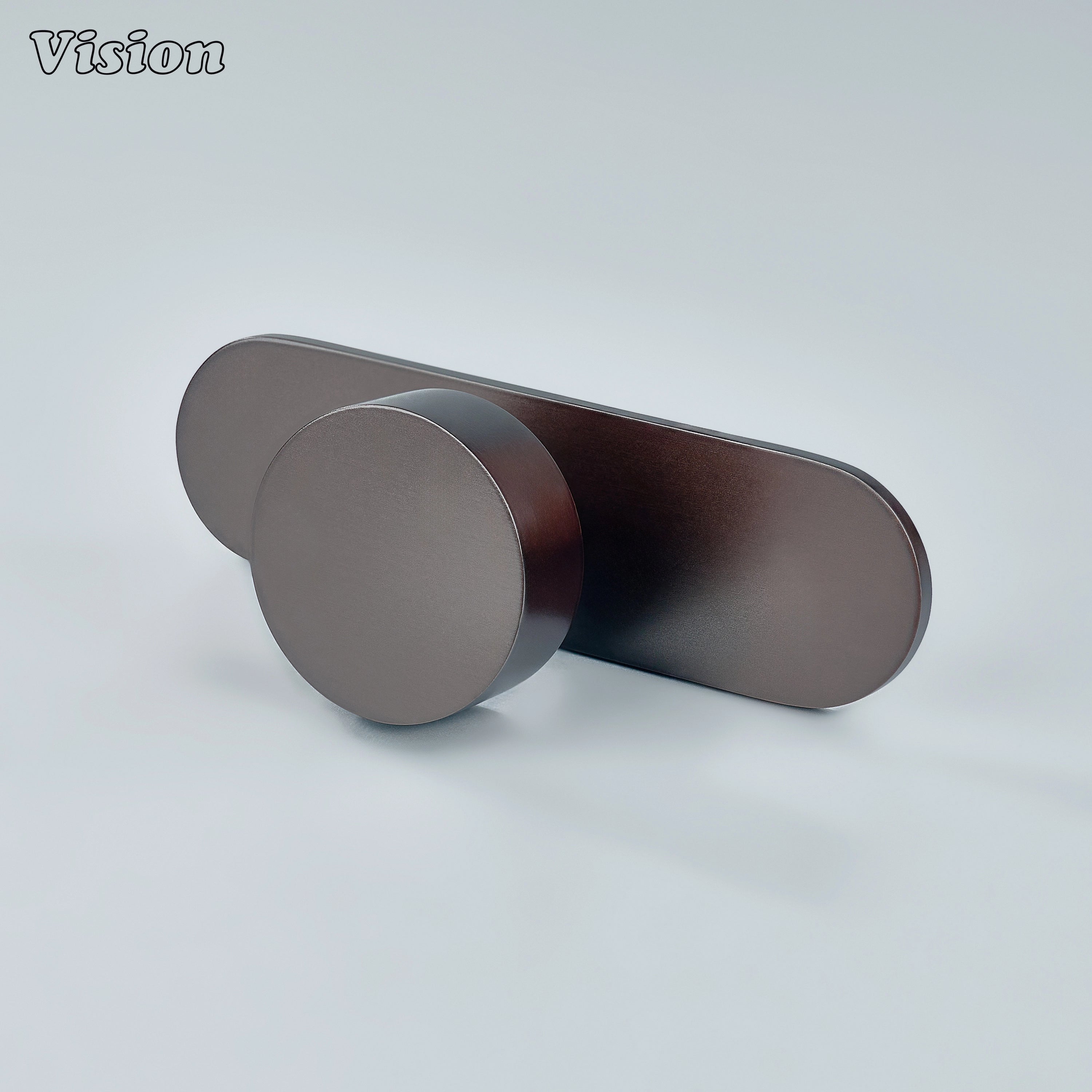 Plain round cabinet knob with smooth backplate in Oil Rubbed Bronze for drawers
