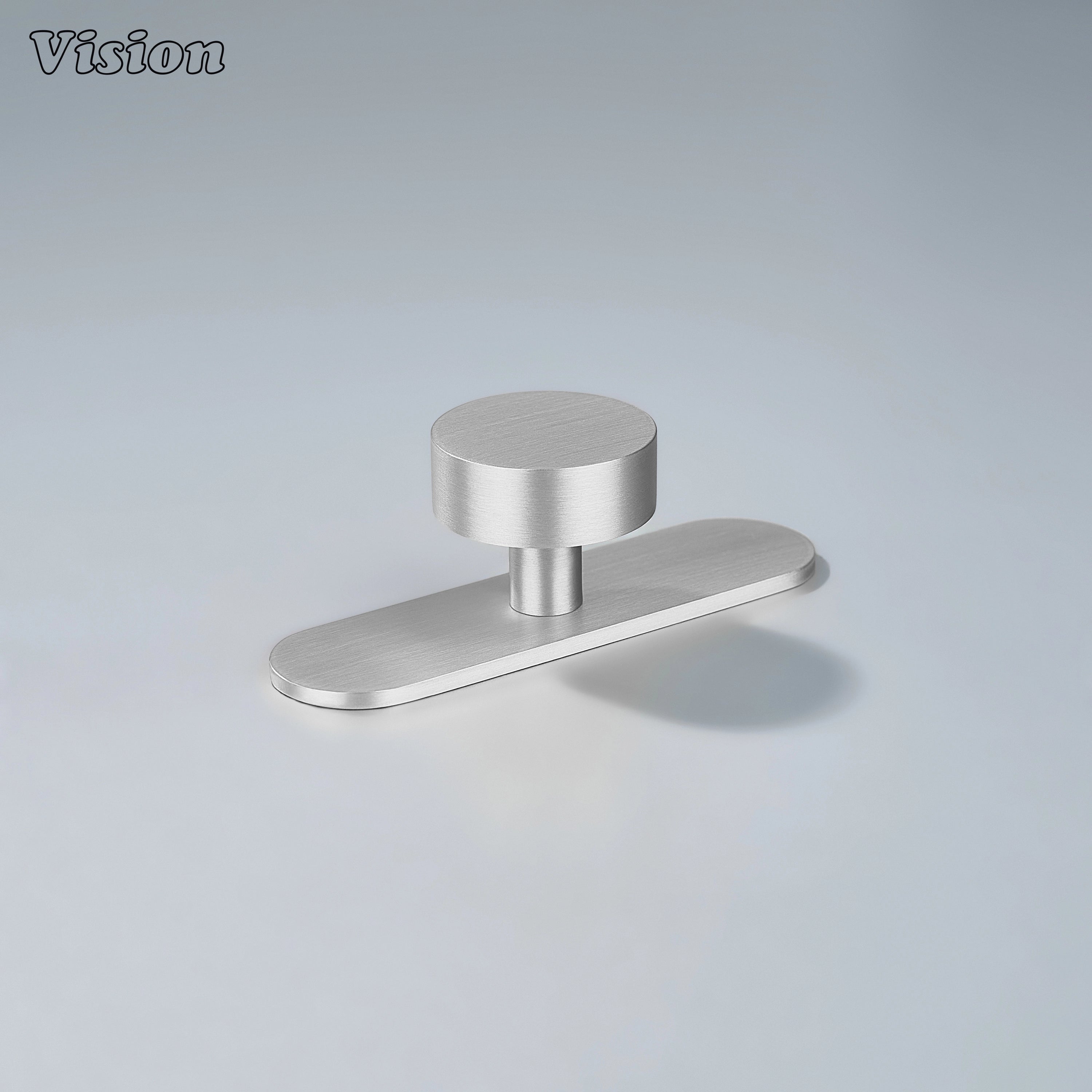 Ursa Solid Brass Round Knob With Backplate - Silver