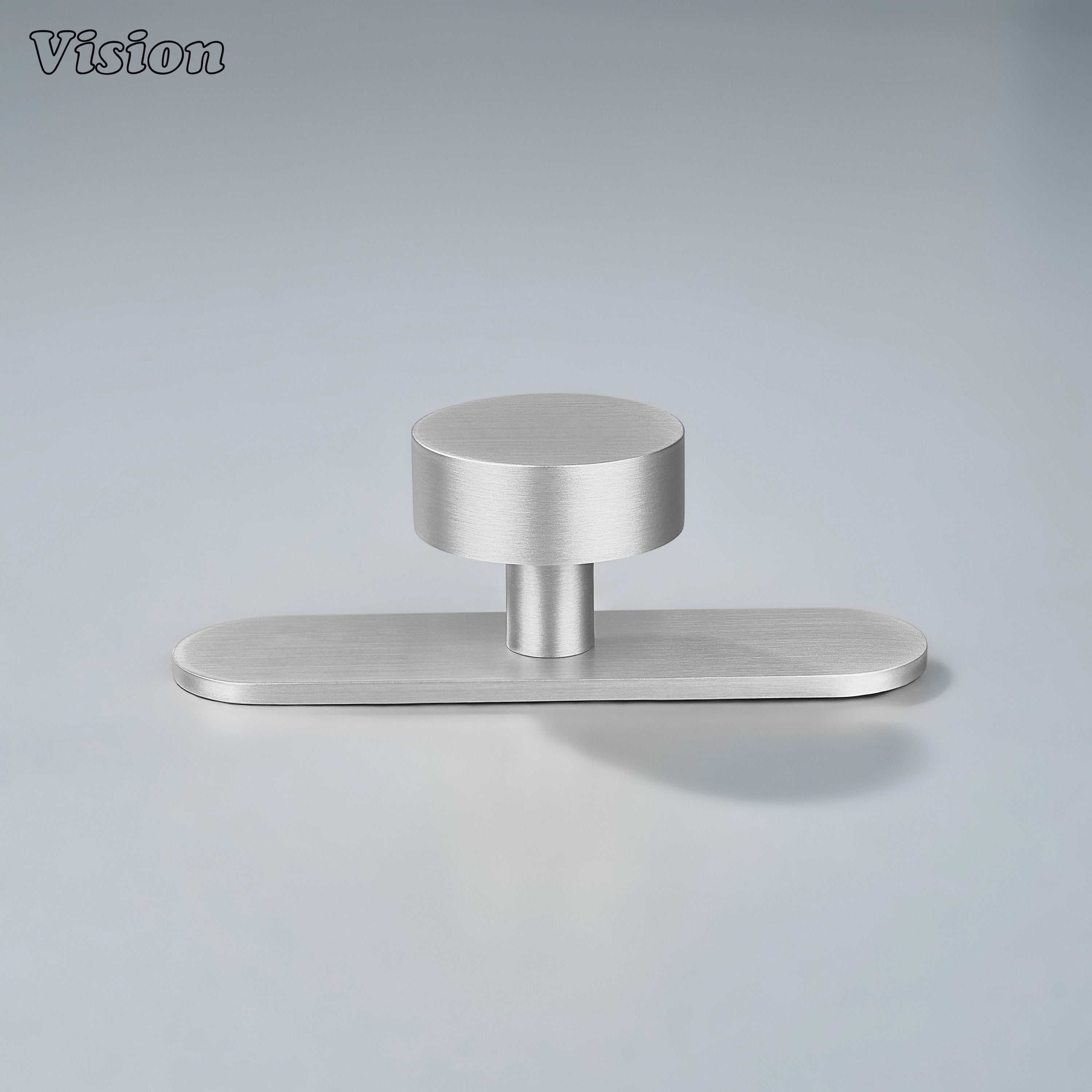 Ursa Solid Brass Round Knob With Backplate - Silver