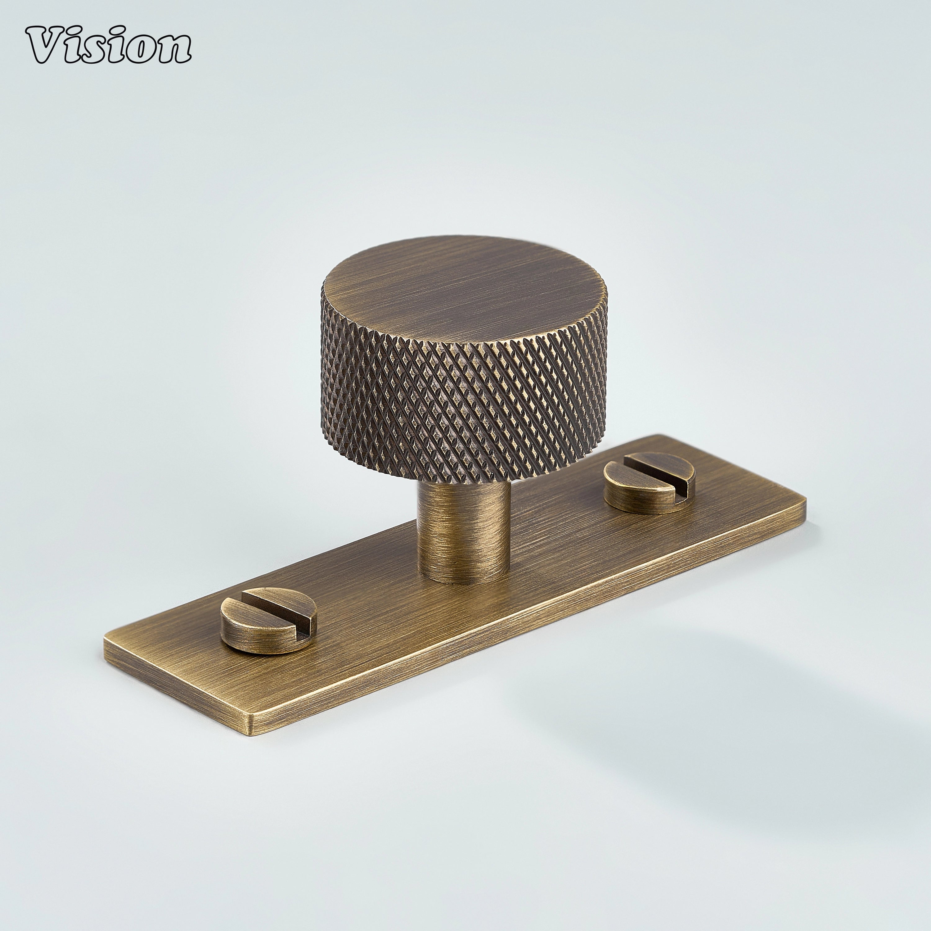 Antique Bronze knurled cabinet knob with backplate and round knob for cabinets