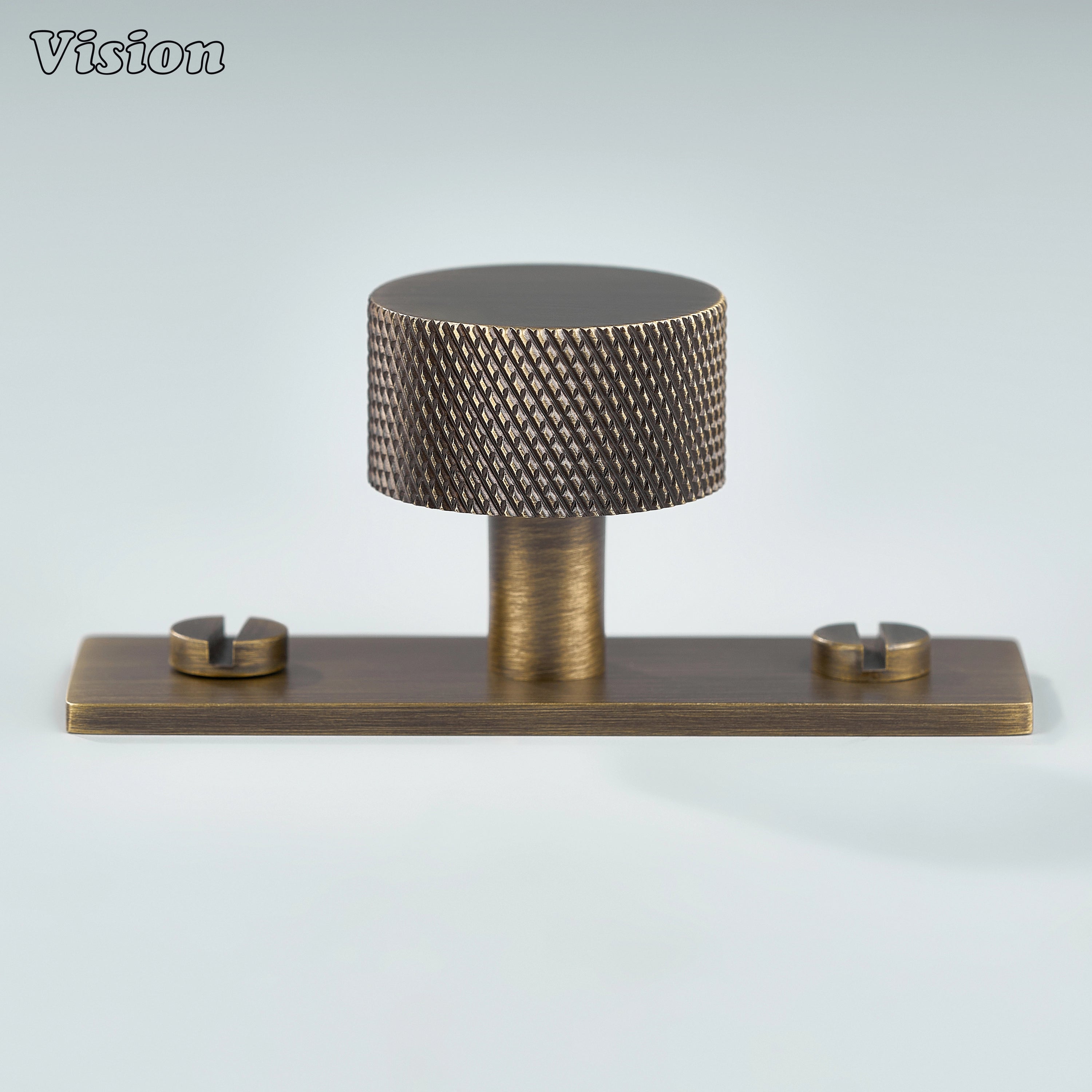 Antique Bronze knurled brass cabinet knob with backplate for drawers
