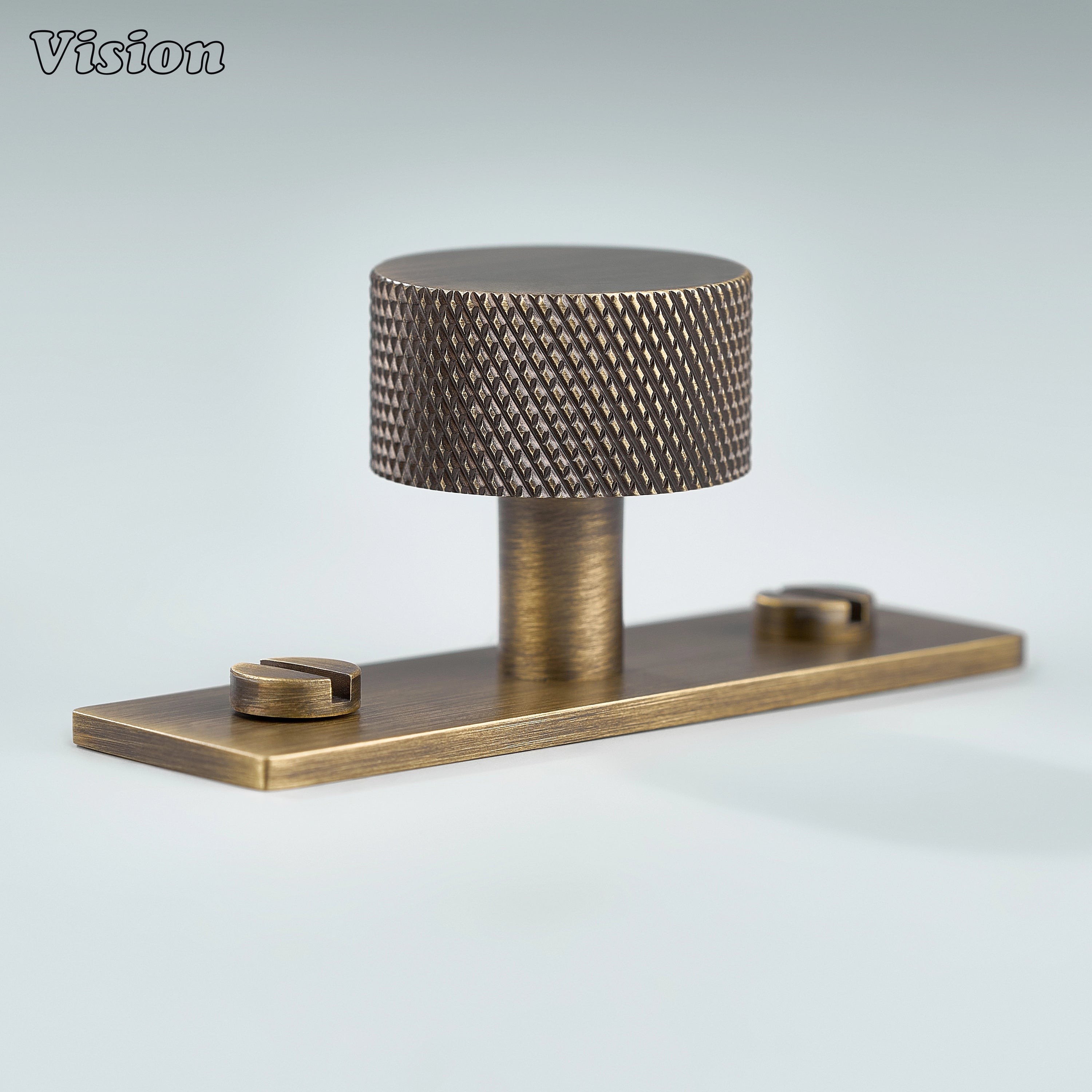 Antique Bronze cabinet knob with knurled round profile for furniture use