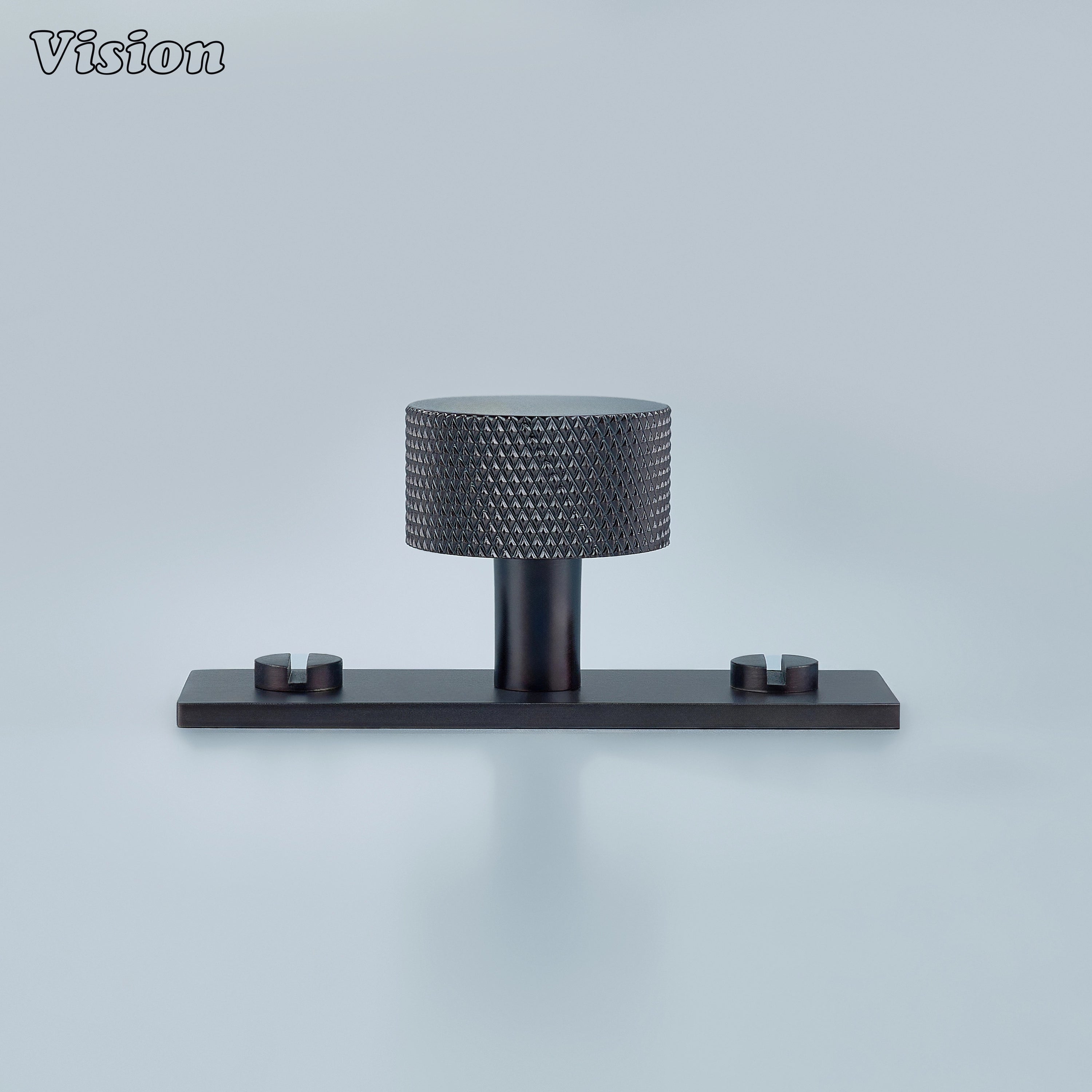 Oil Rubbed Bronze knurled cabinet knob with backplate for kitchen cabinets