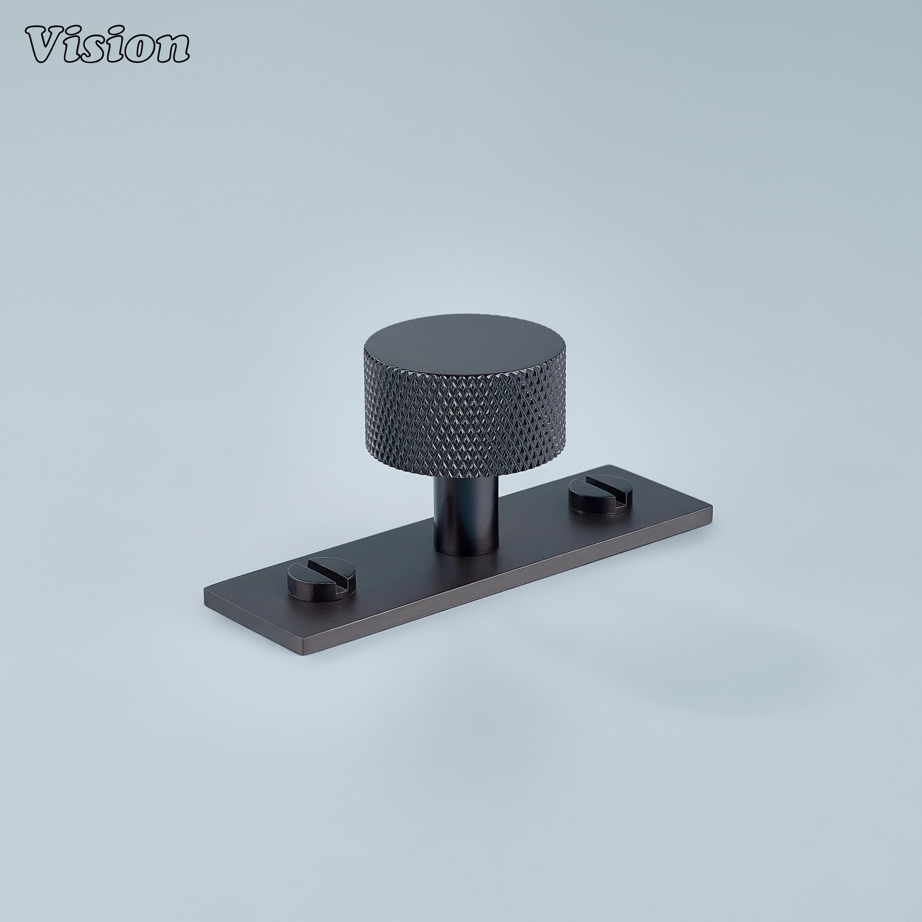 Oil Rubbed Bronze knurled brass cabinet knob with backplate for drawers