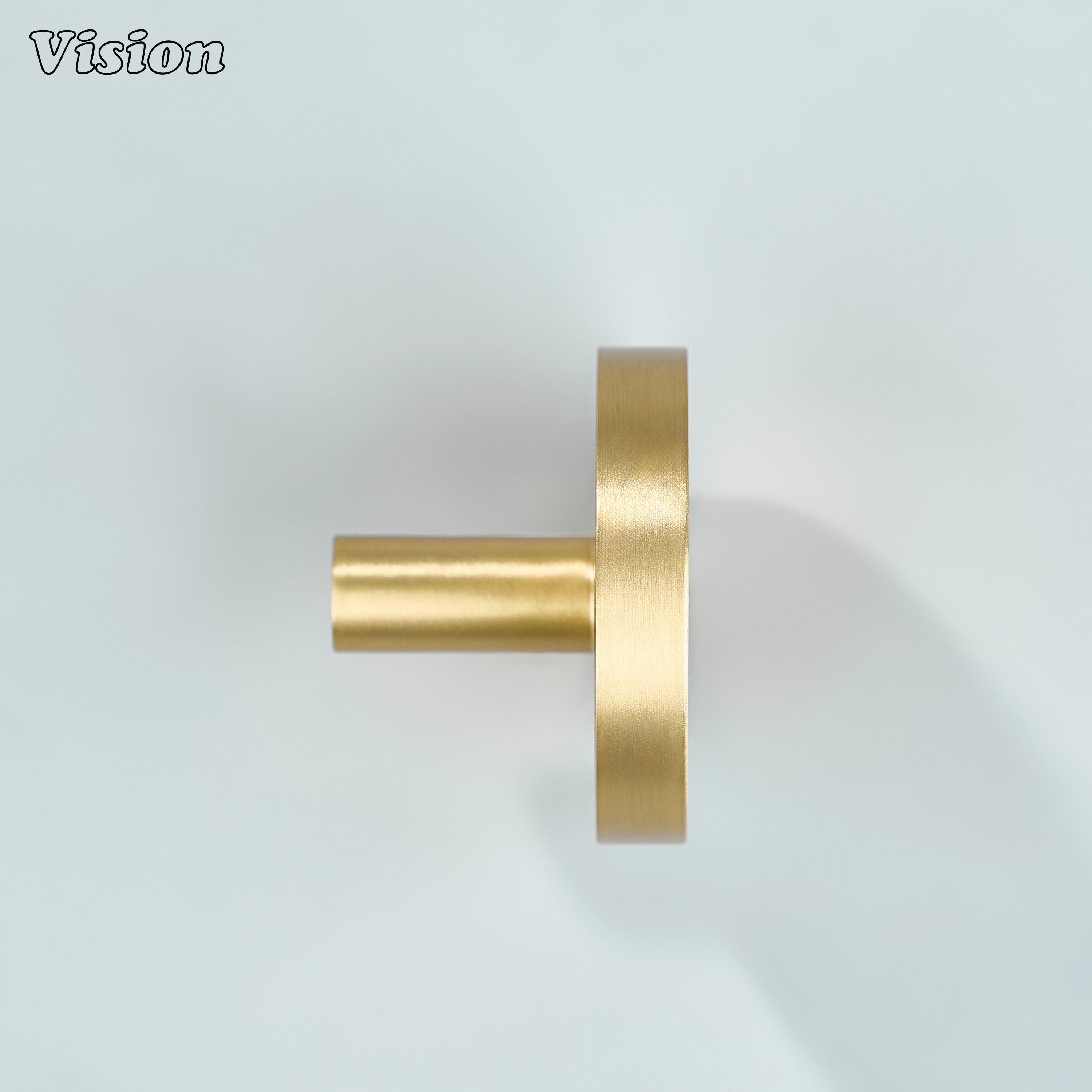 Gold plain brass cabinet knob with smooth flat surface for wardrobe cabinets